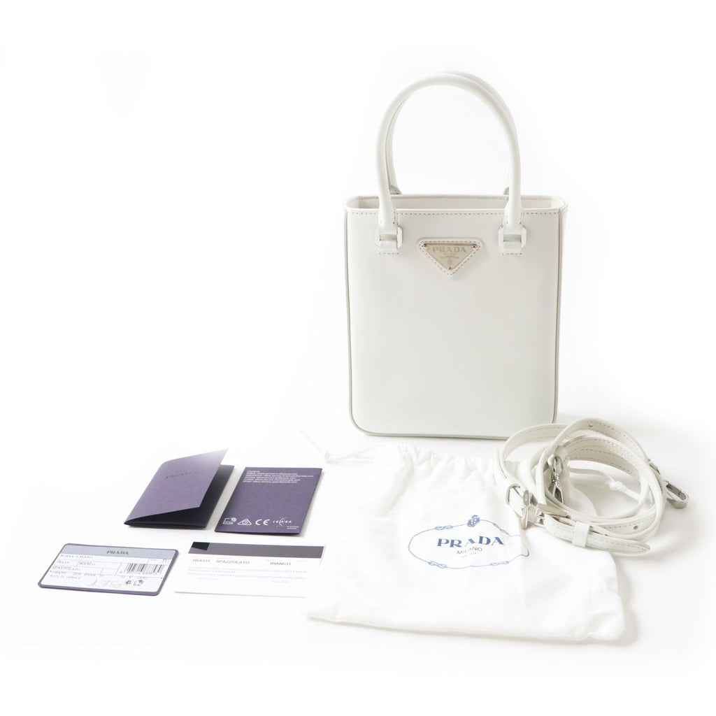 PRADA Shoulder Bag 1BA331 leather BIANCO Small Brushed Leather
