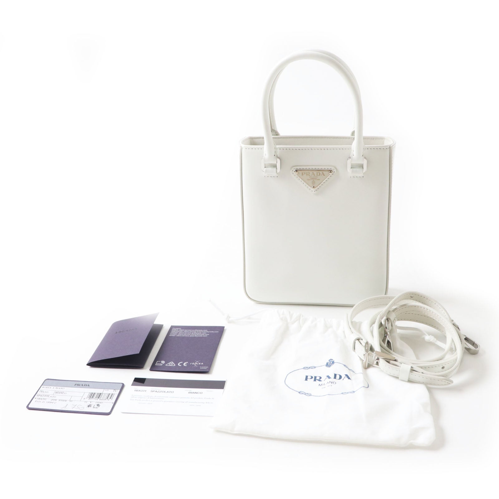 PRADA Shoulder Bag 1BA331 leather BIANCO Small Brushed Leather