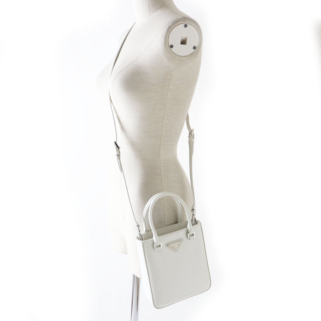 PRADA Shoulder Bag 1BA331 leather BIANCO Small Brushed Leather