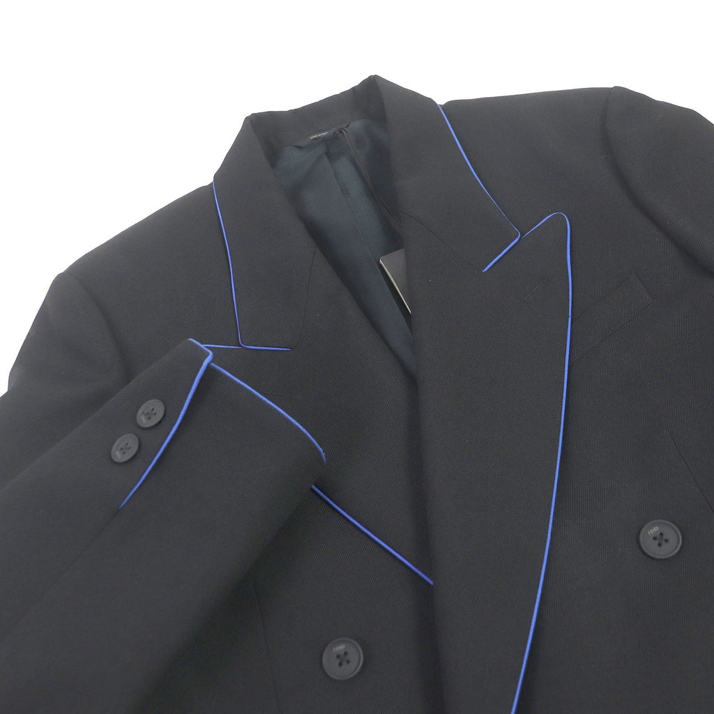 FENDI tailored jacket FJ0641 Outer: 97% wool, Outer: 3% polyester, Lining: 100% cupra black Double-breasted Gabardine Blazer mens 48 Used
