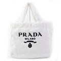 PRADA Tote Bag 1BG130 pile White Black , BIANCO NERO SPUGNA