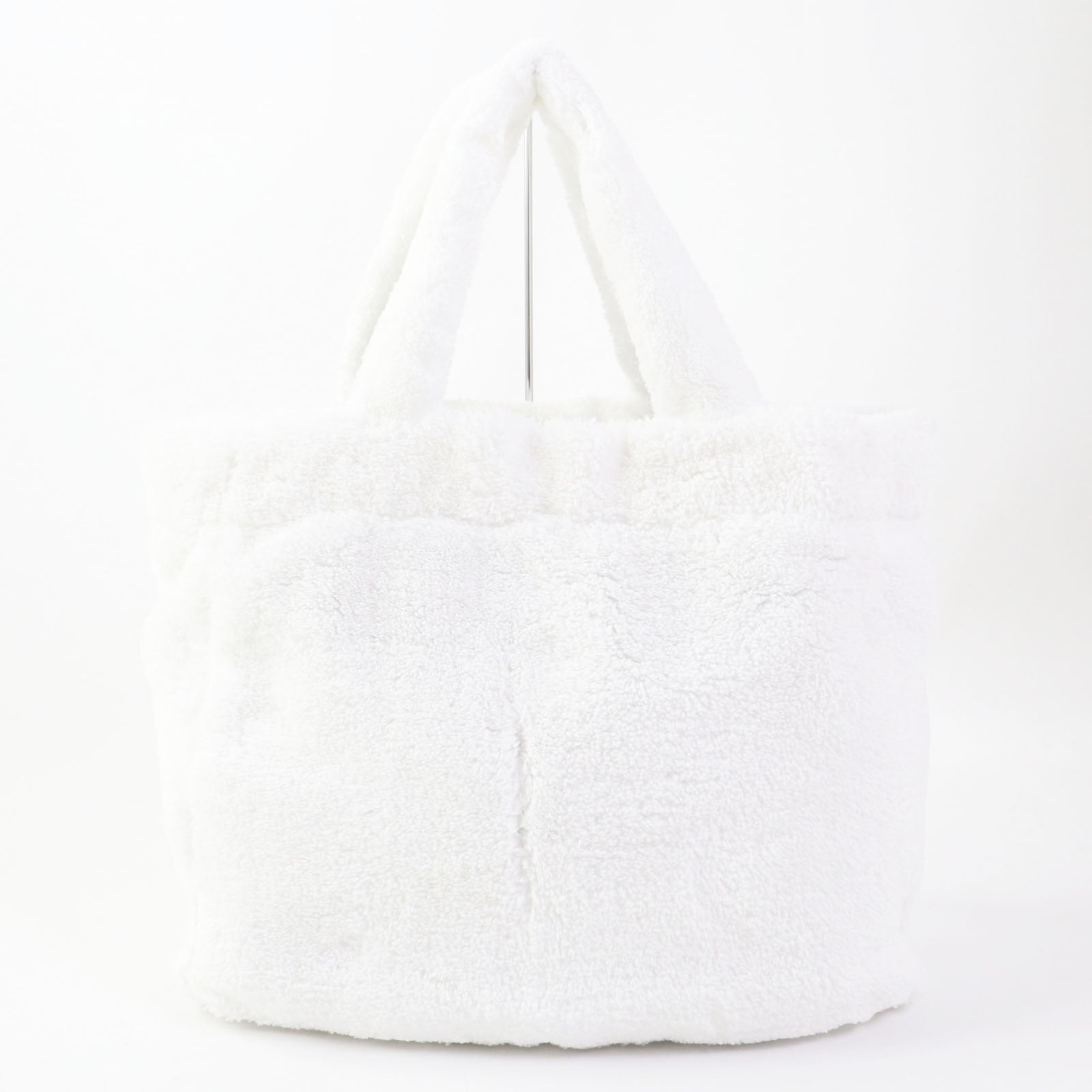PRADA Tote Bag 1BG130 pile White Black , BIANCO NERO SPUGNA