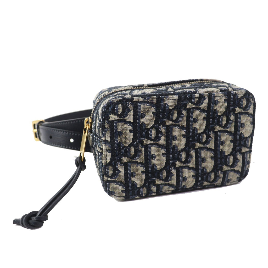 Christian Dior Waist bag Main: Canvas, Part: Leather Navy beige Oblique Women Used