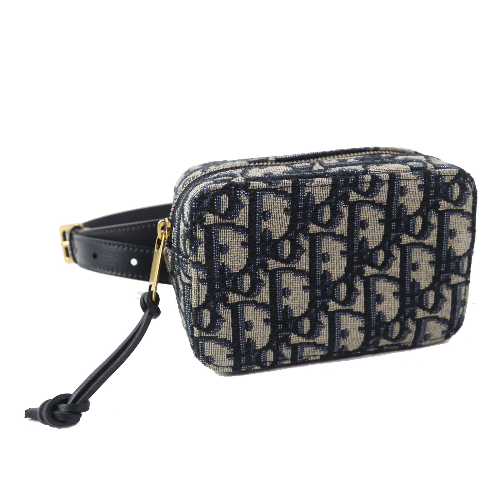 Christian Dior Waist bag Main: Canvas, Part: Leather Navy beige Oblique Women Used
