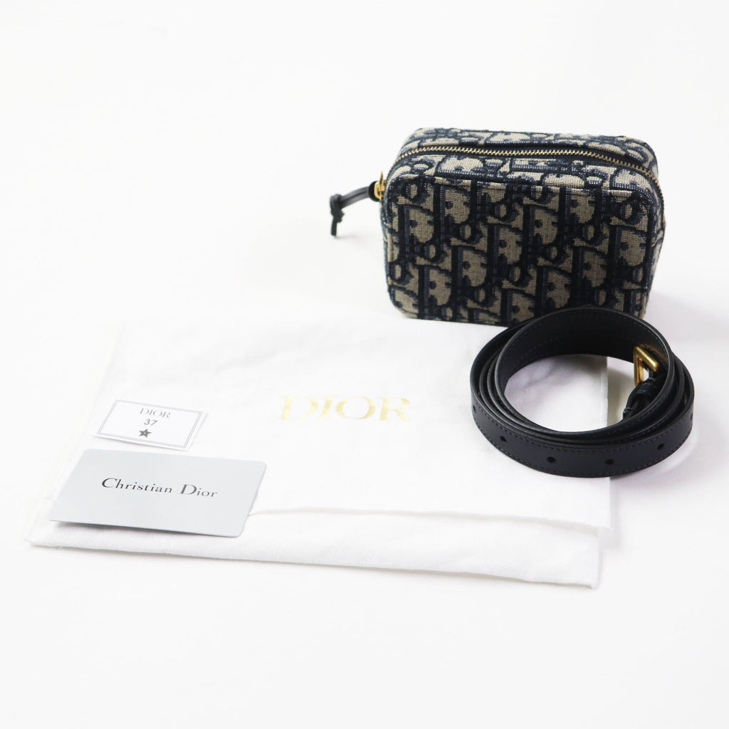Christian Dior Waist bag Main: Canvas, Part: Leather Navy beige Oblique Women Used