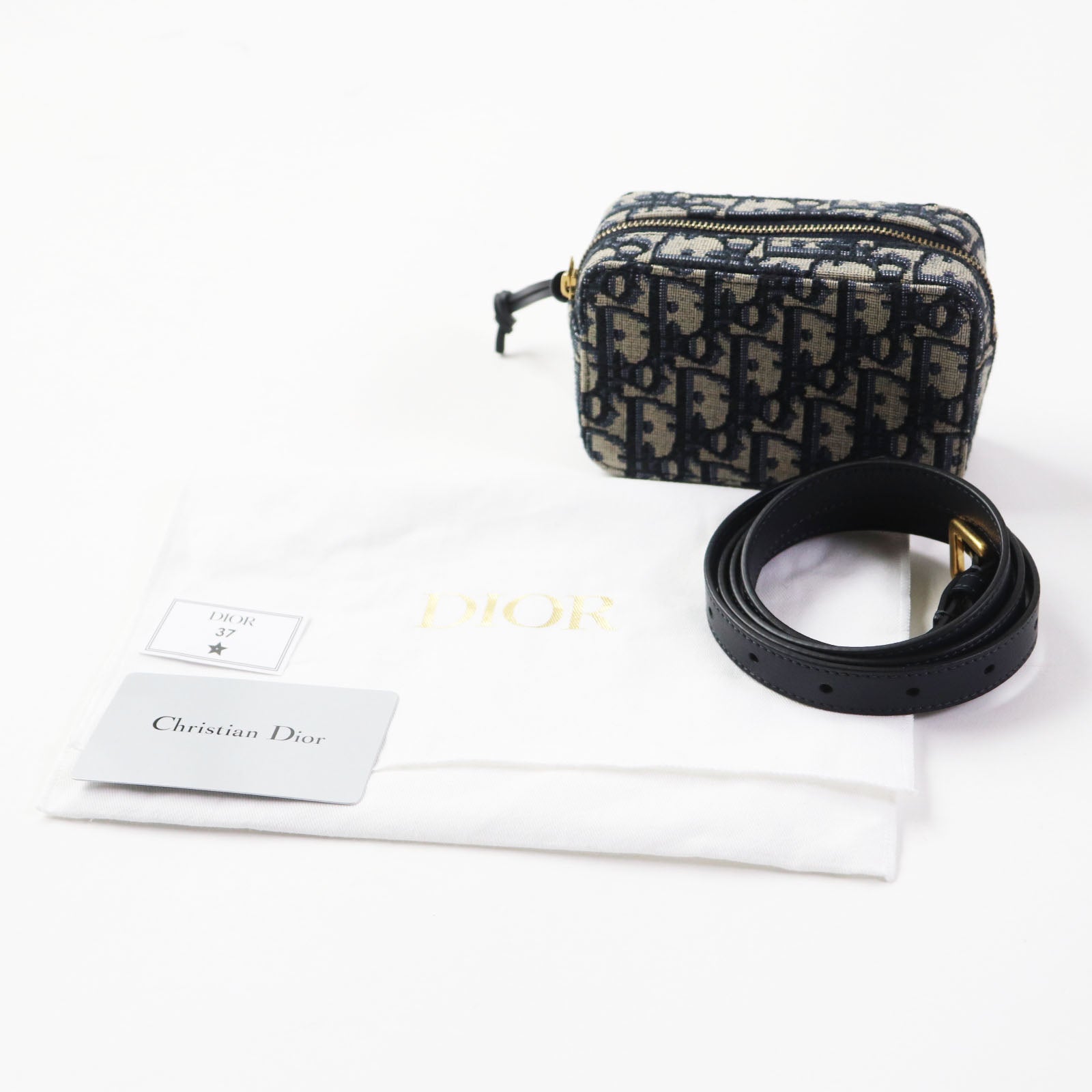 Christian Dior Waist bag Main: Canvas, Part: Leather Navy beige Oblique Women Used