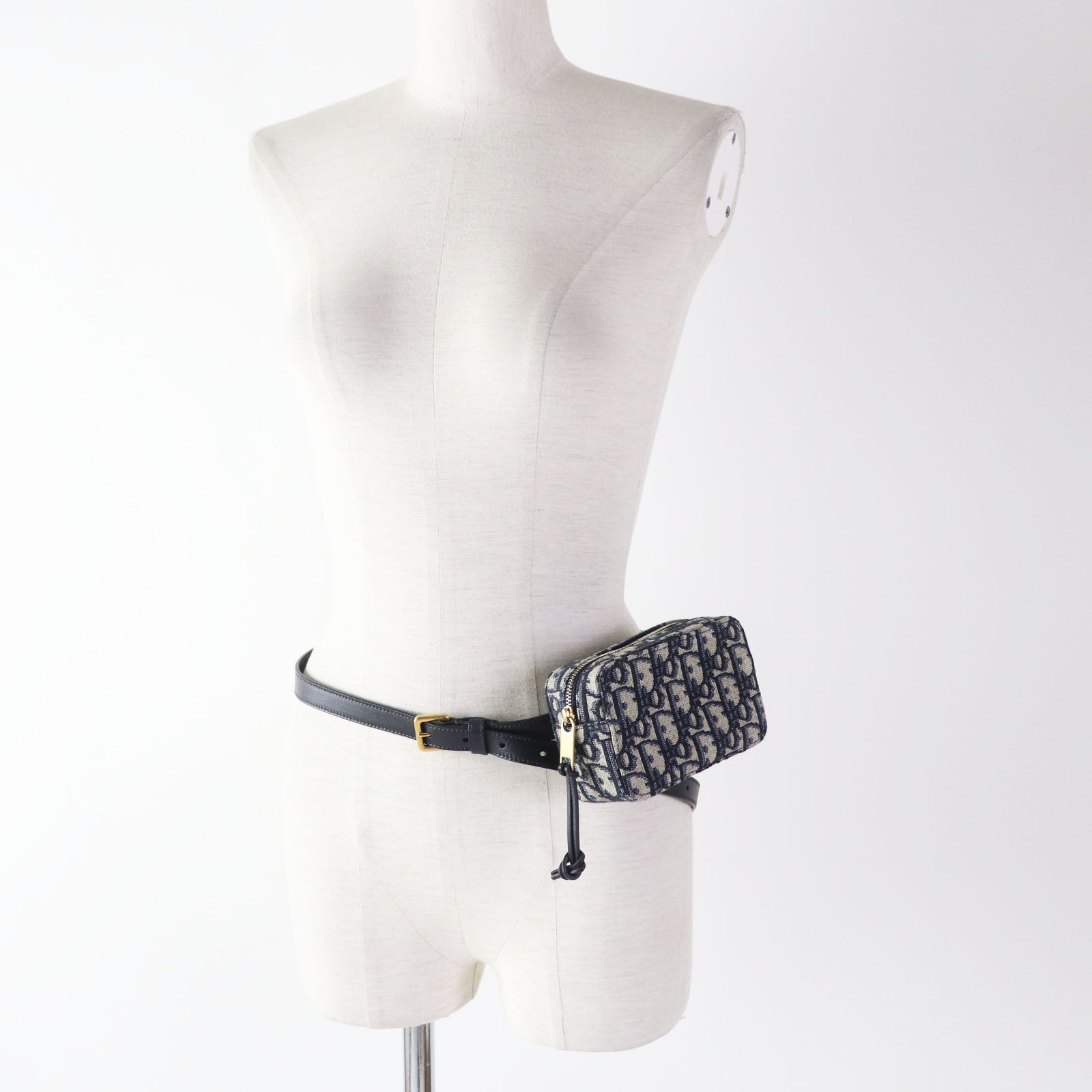 Christian Dior Waist bag Main: Canvas, Part: Leather Navy beige Oblique Women Used