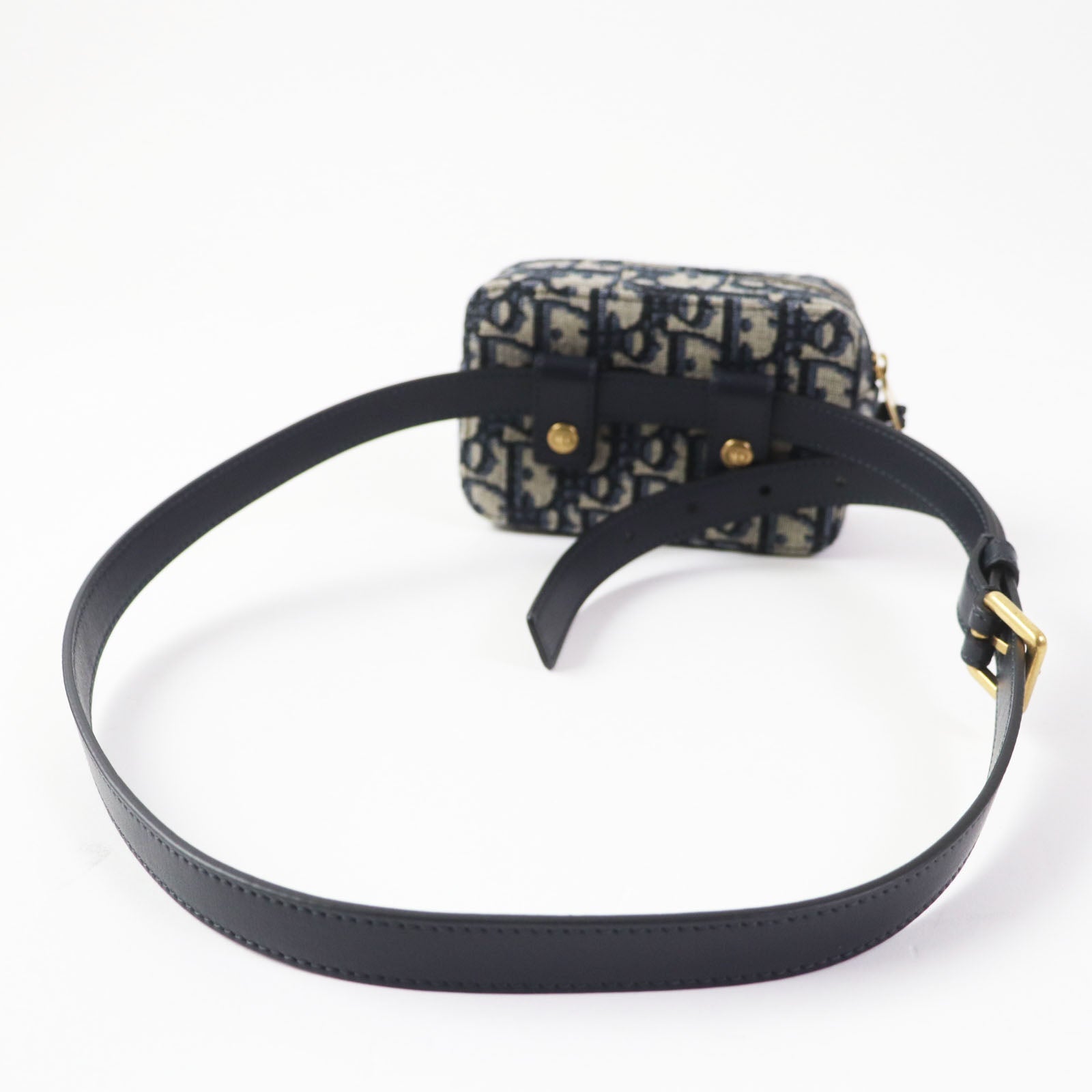 Christian Dior Waist bag Main: Canvas, Part: Leather Navy beige Oblique Women Used