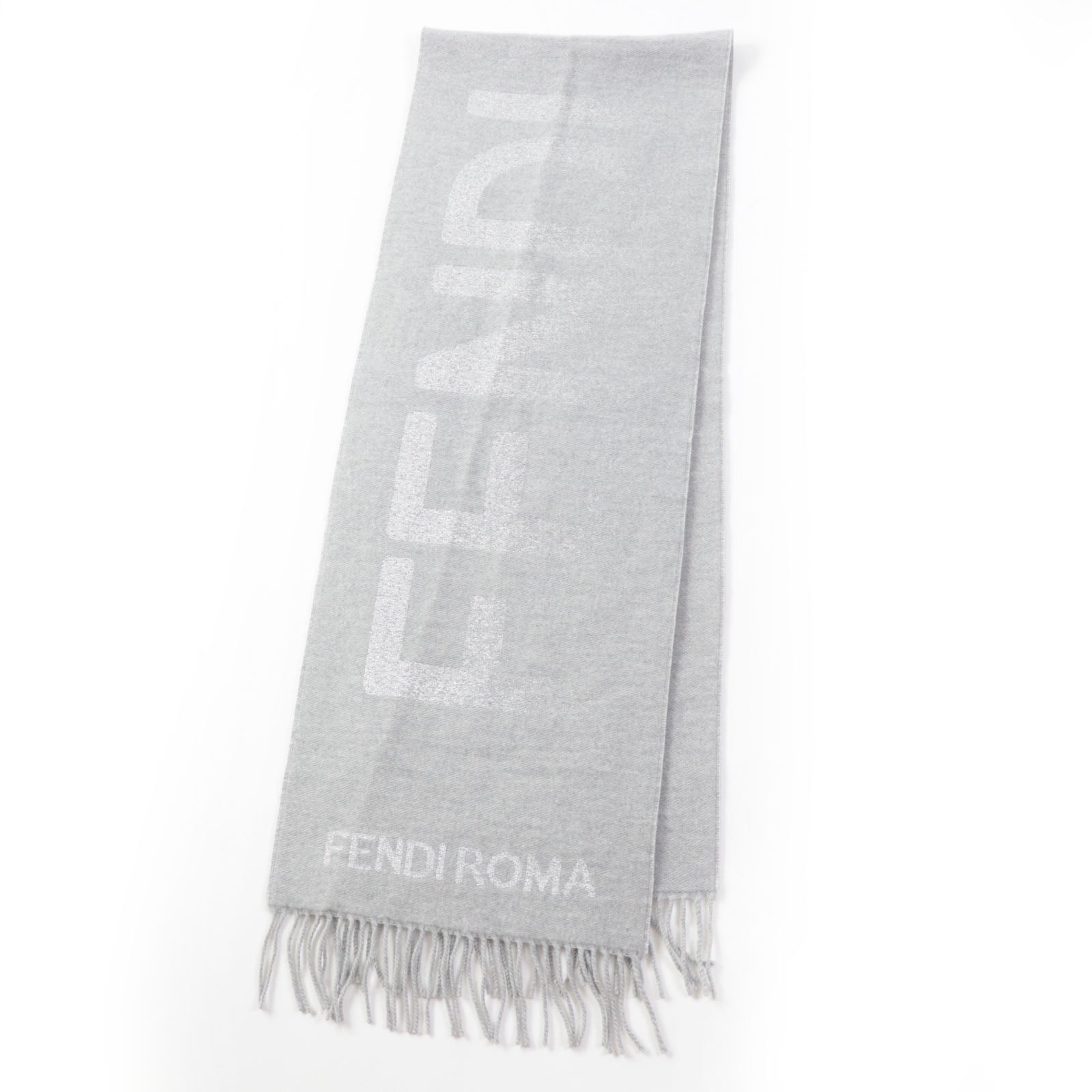 FENDI Scarf Main: 60% wool, 23% cashmere, 13% rayon, 4% metal fiber Light Gray Silver FXT485 AROQ TU Women Used