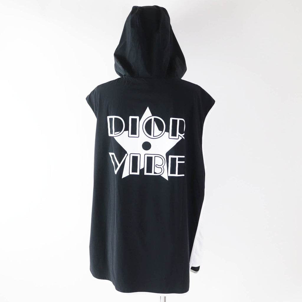 Christian Dior Hoodie 243G15A2260 Nylon Black White Sleeveless Technical Jersey Zip Hoodie DIOR VIBE XS