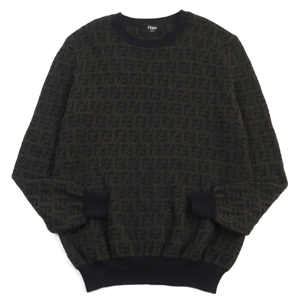 FENDI knit FZX034 AKFS wool Brown black GIROCOLLO FF DETAIL KNIT 54