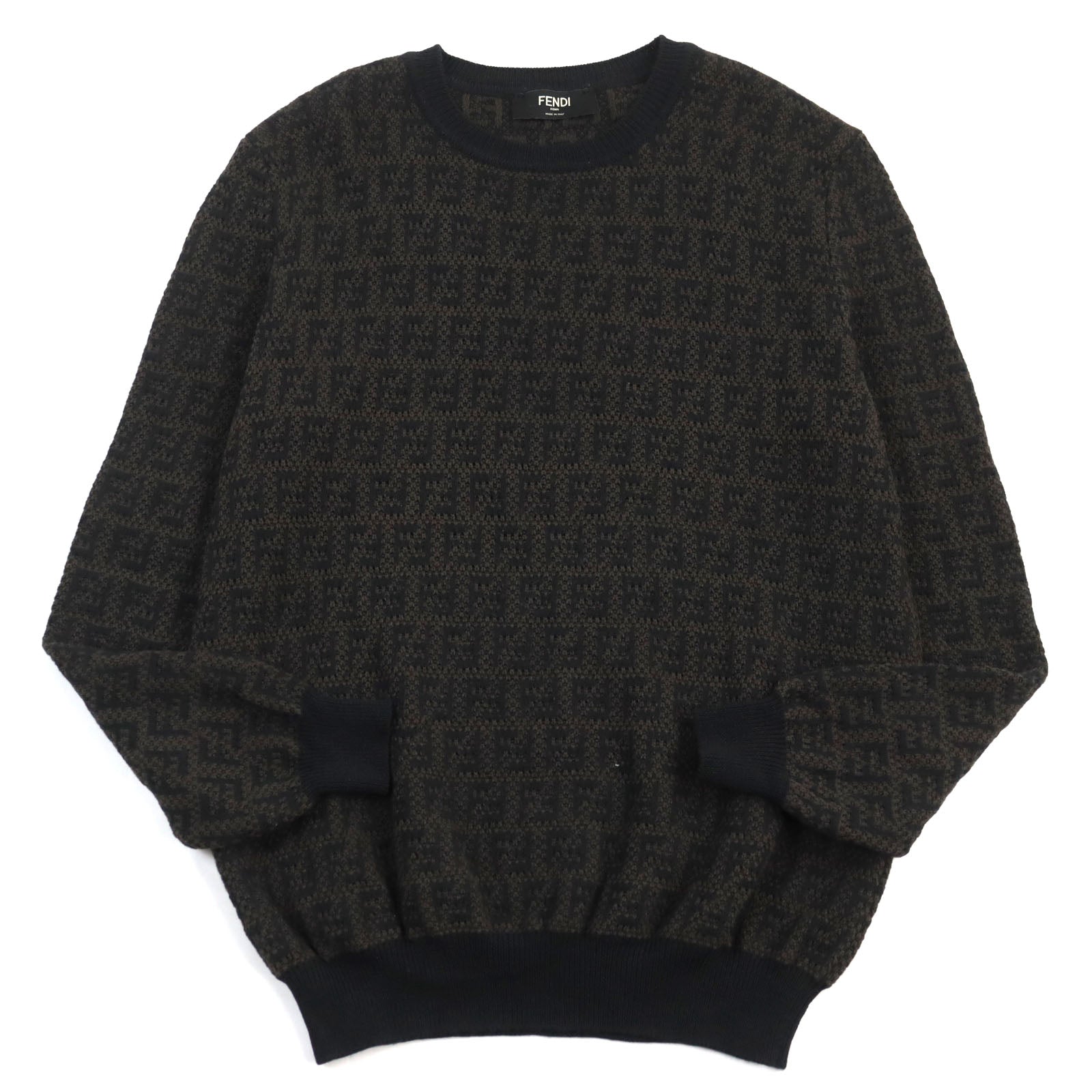 FENDI knit FZX034 AKFS wool Brown black GIROCOLLO FF DETAIL KNIT 54
