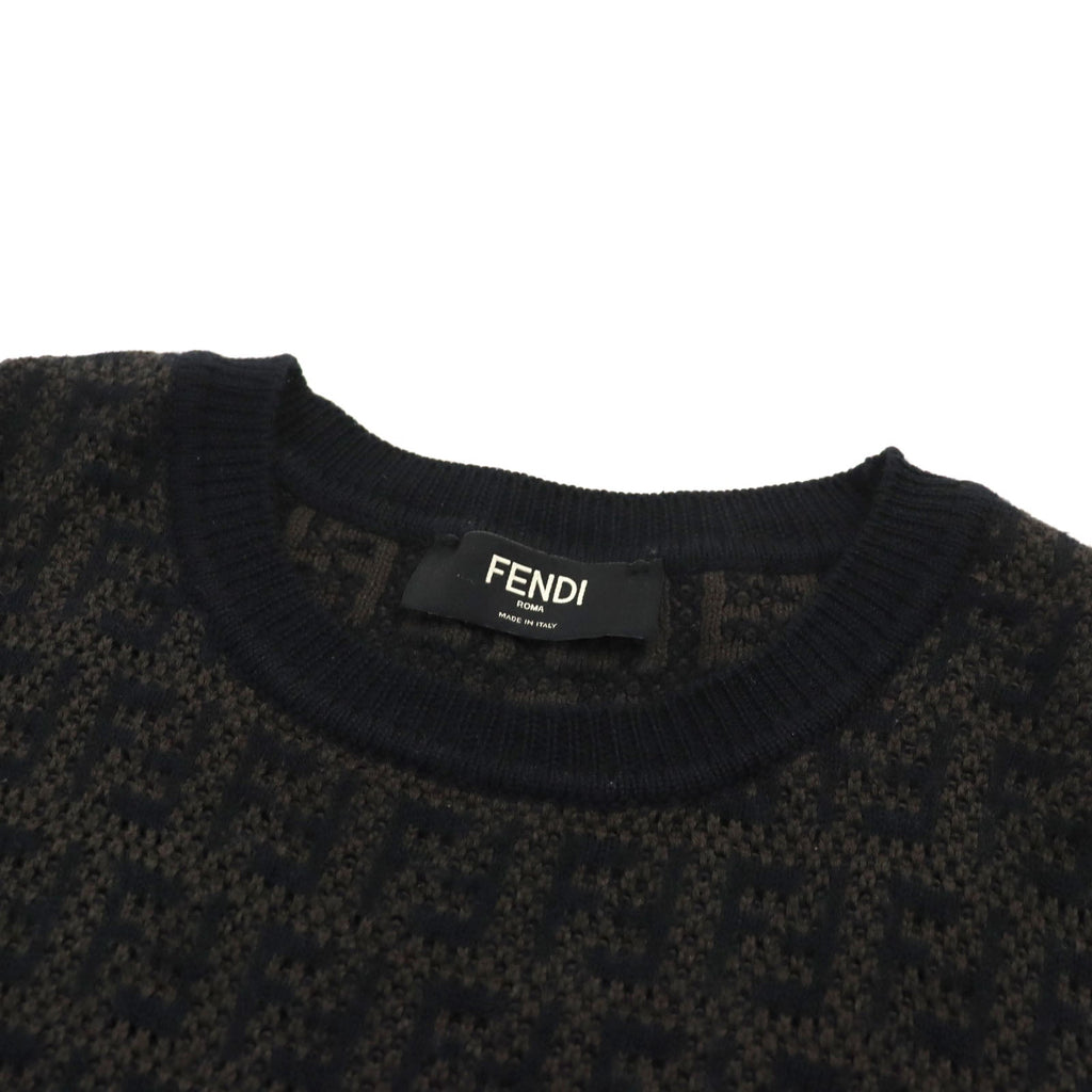 FENDI knit FZX034 AKFS wool Brown black GIROCOLLO FF DETAIL KNIT 54