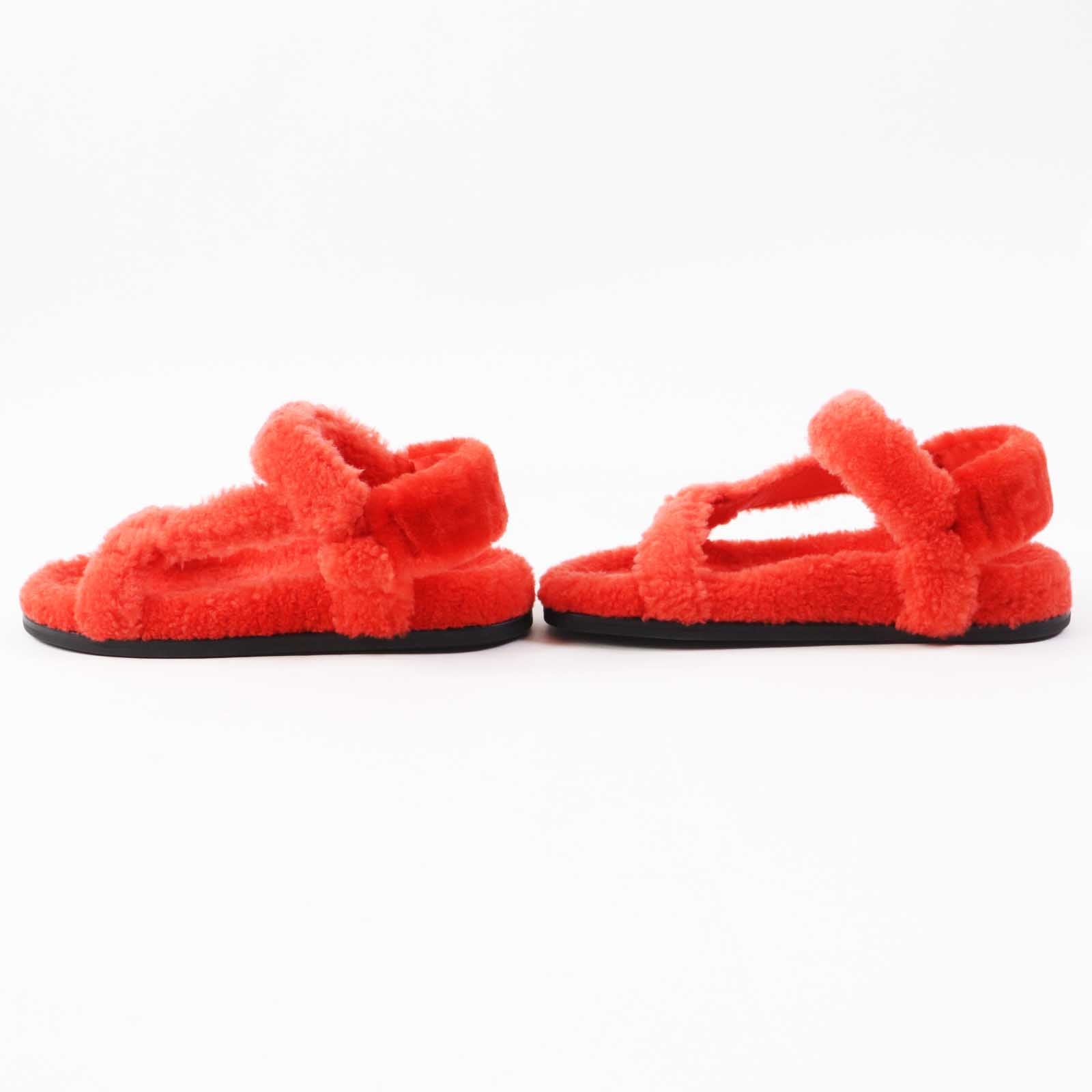 FENDI Sandals 8X8229 Sheep Fur Mouton Red type 37