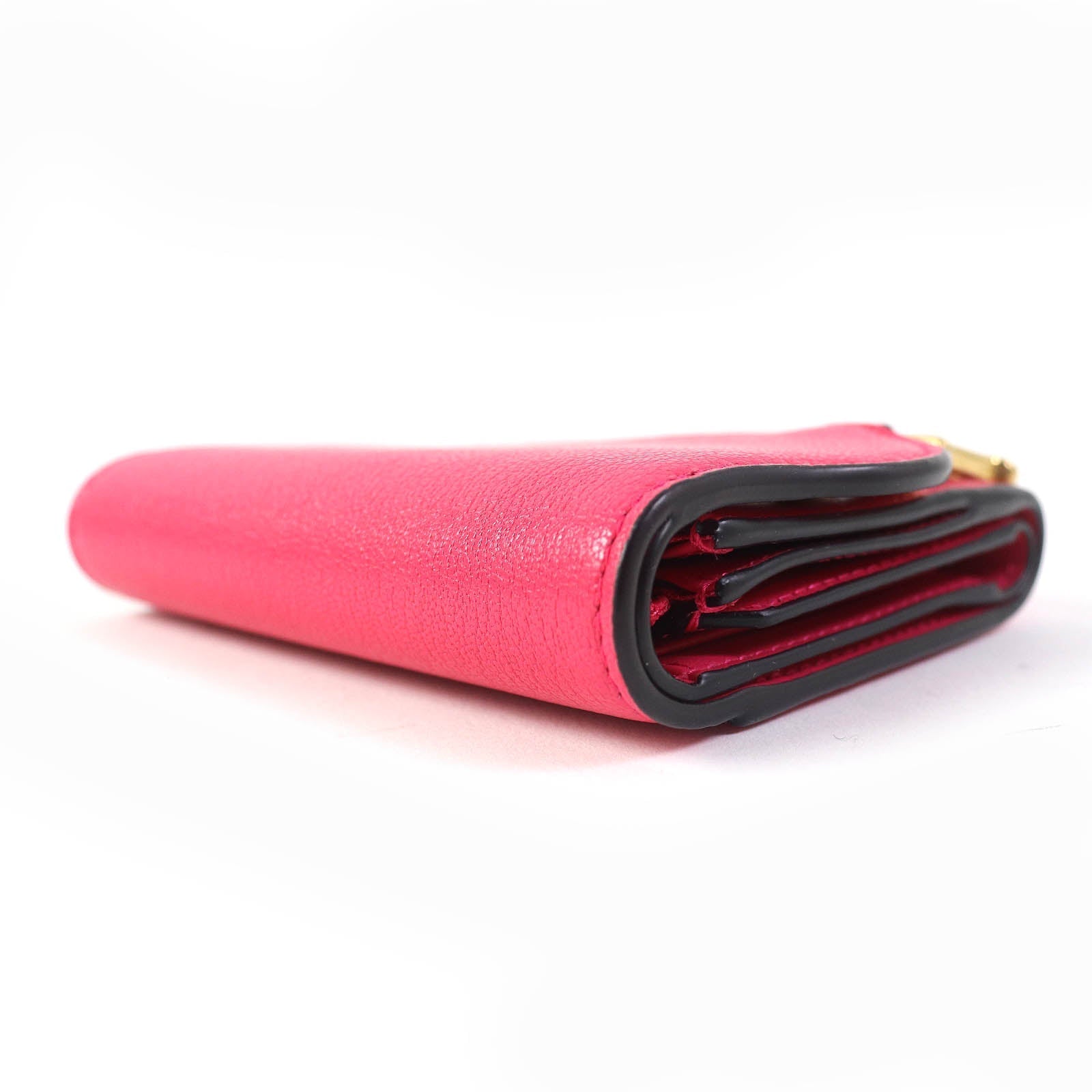 Christian Dior Tri-fold wallet S5652CCEH leather Red pink Saddle Lotus Wallet