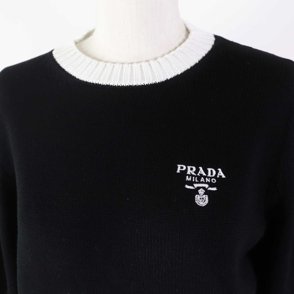 PRADA Short sleeve knit P24I1R cotton Black White 38