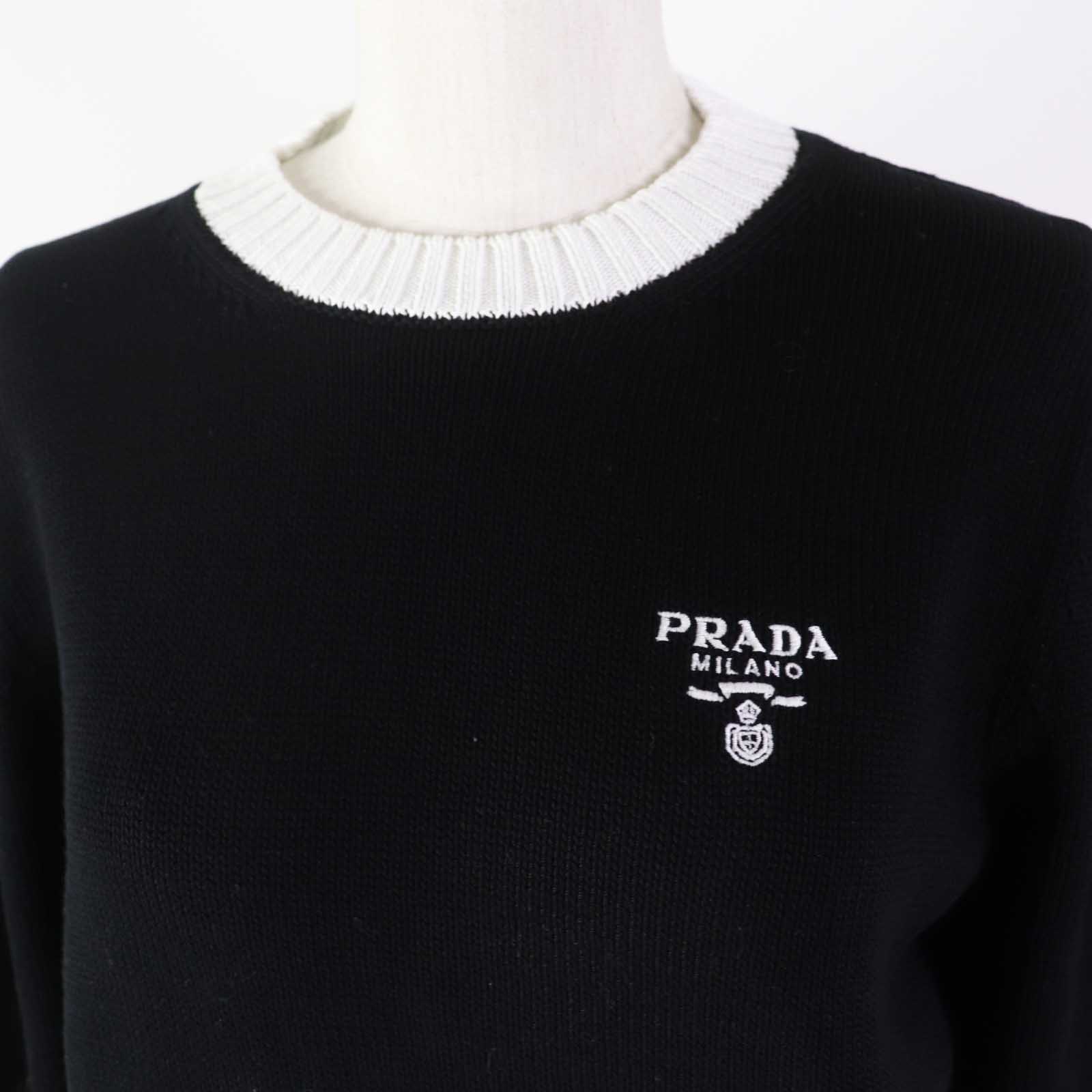PRADA Short sleeve knit P24I1R cotton Black White 38