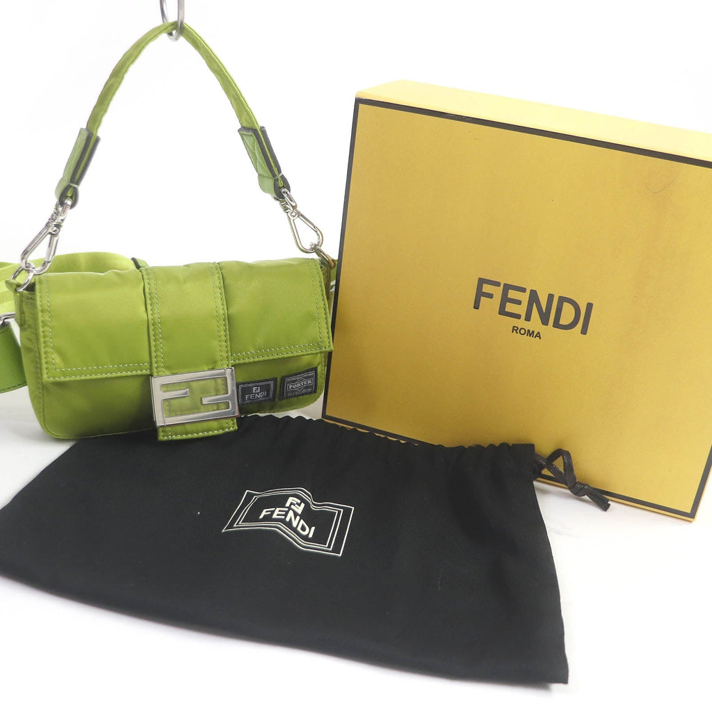 FENDI Sling bag 7AS138 Main: Nylon, Main: Leather wasabi green Baguette Mini mens Used