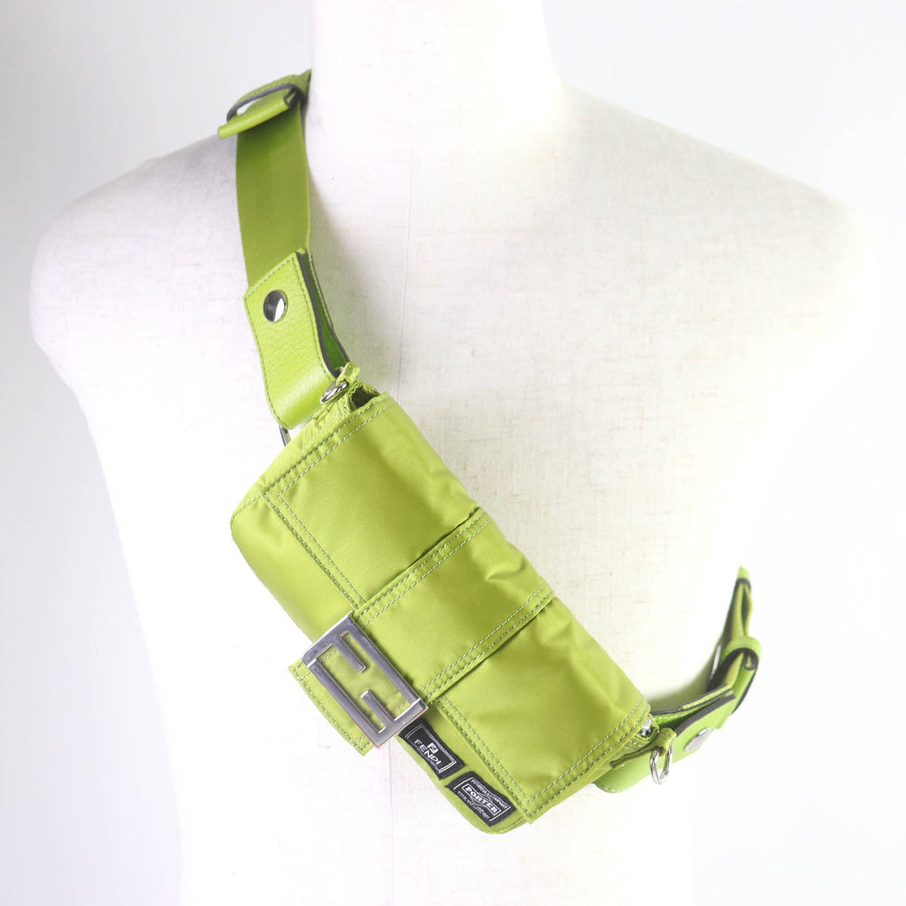 FENDI Sling bag 7AS138 Main: Nylon, Main: Leather wasabi green Baguette Mini mens Used