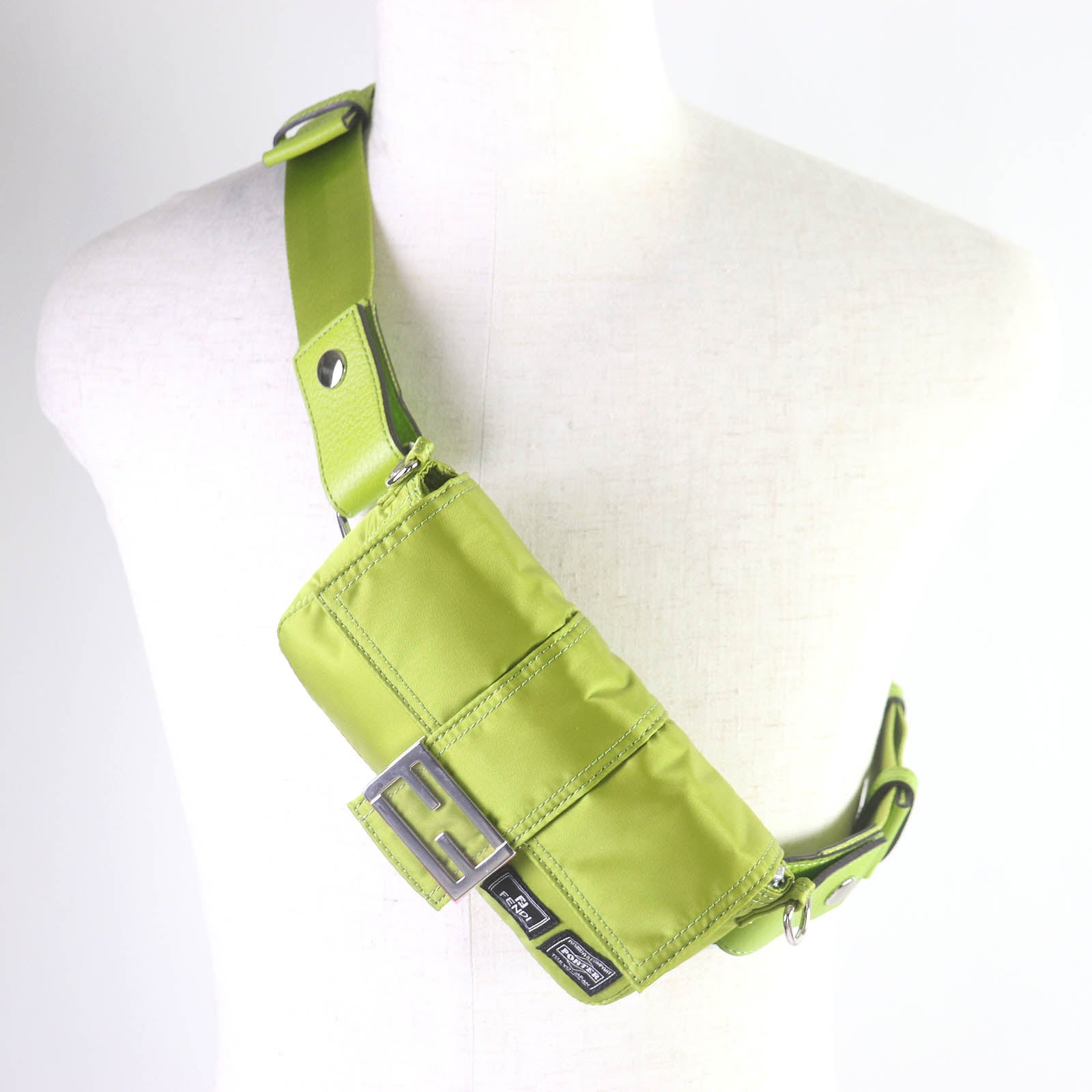 FENDI Sling bag 7AS138 Main: Nylon, Main: Leather wasabi green Baguette Mini mens Used