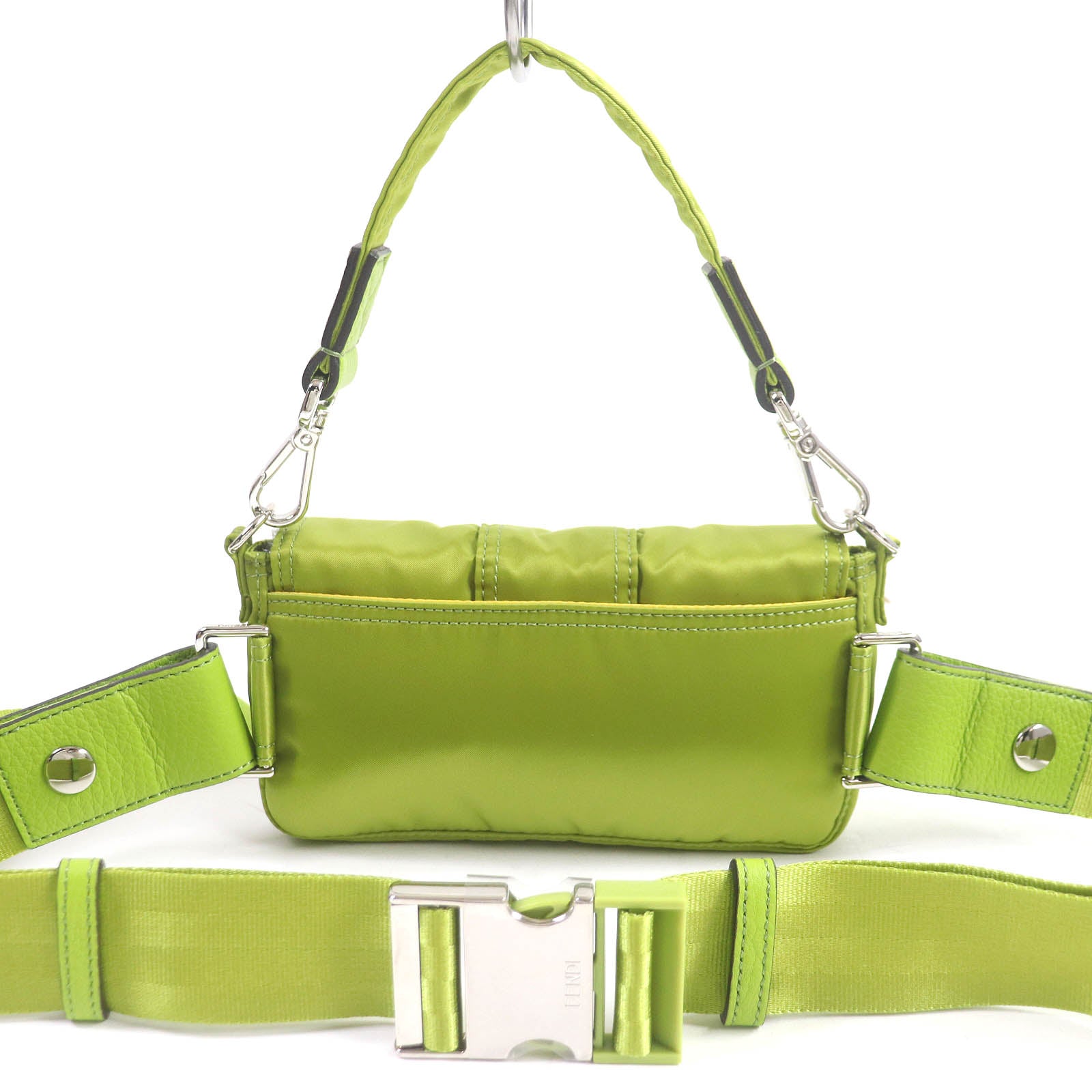 FENDI Sling bag 7AS138 Main: Nylon, Main: Leather wasabi green Baguette Mini mens Used