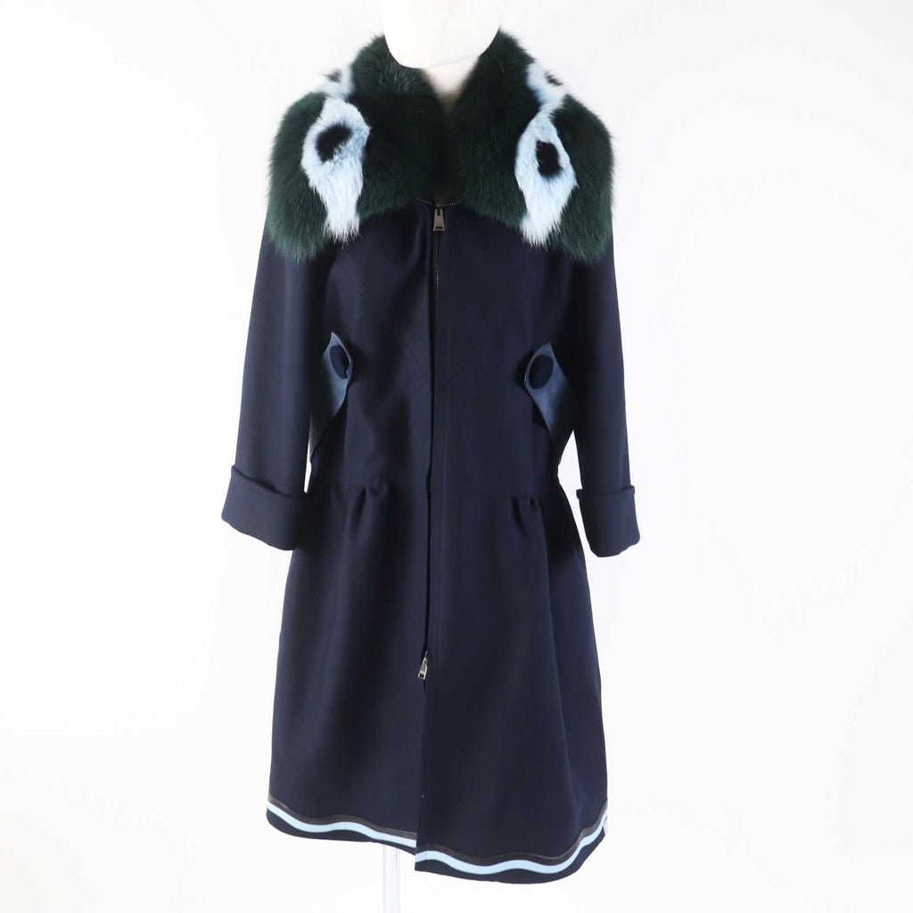 FENDI coat FF8246 wool Navy 42