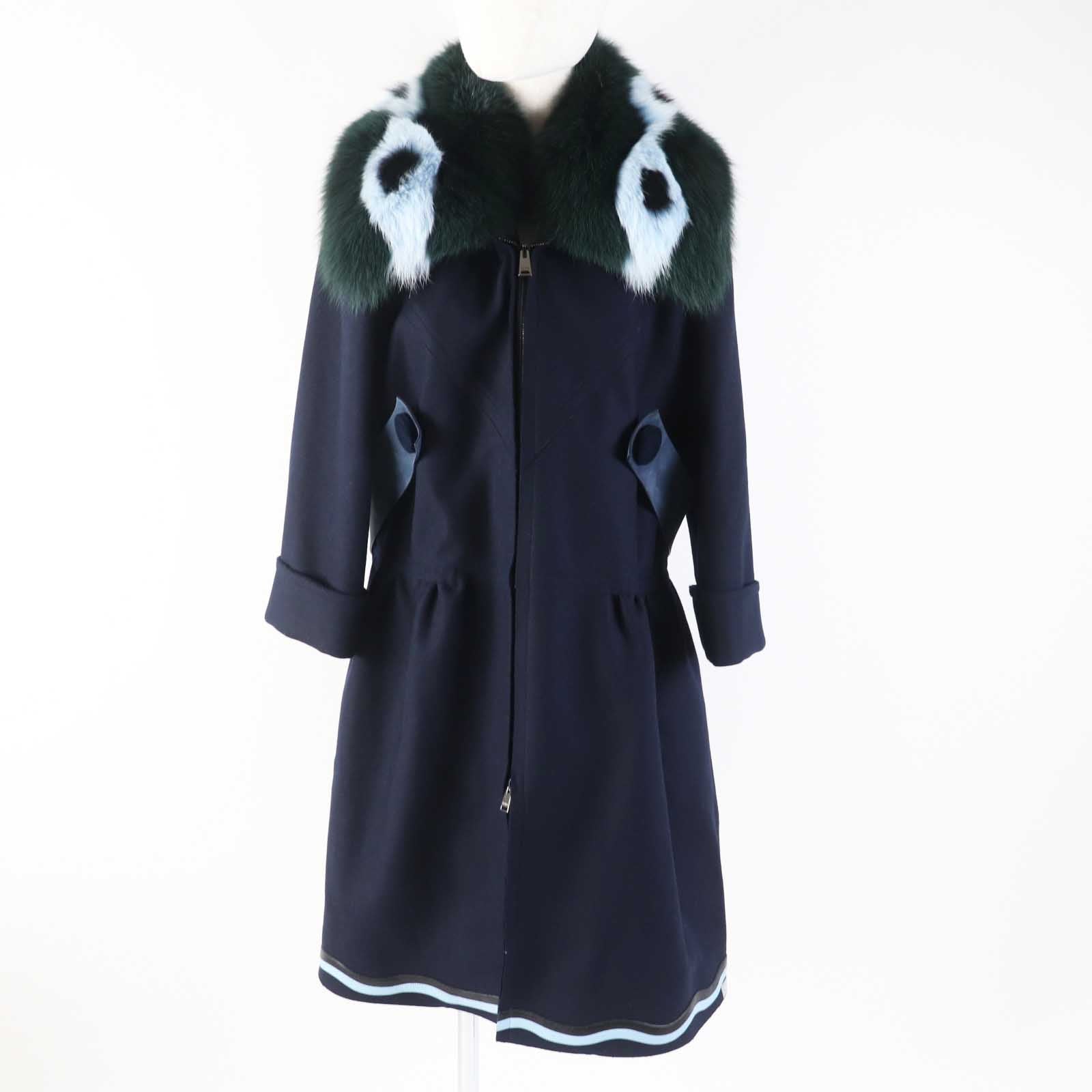 FENDI coat FF8246 wool Navy 42