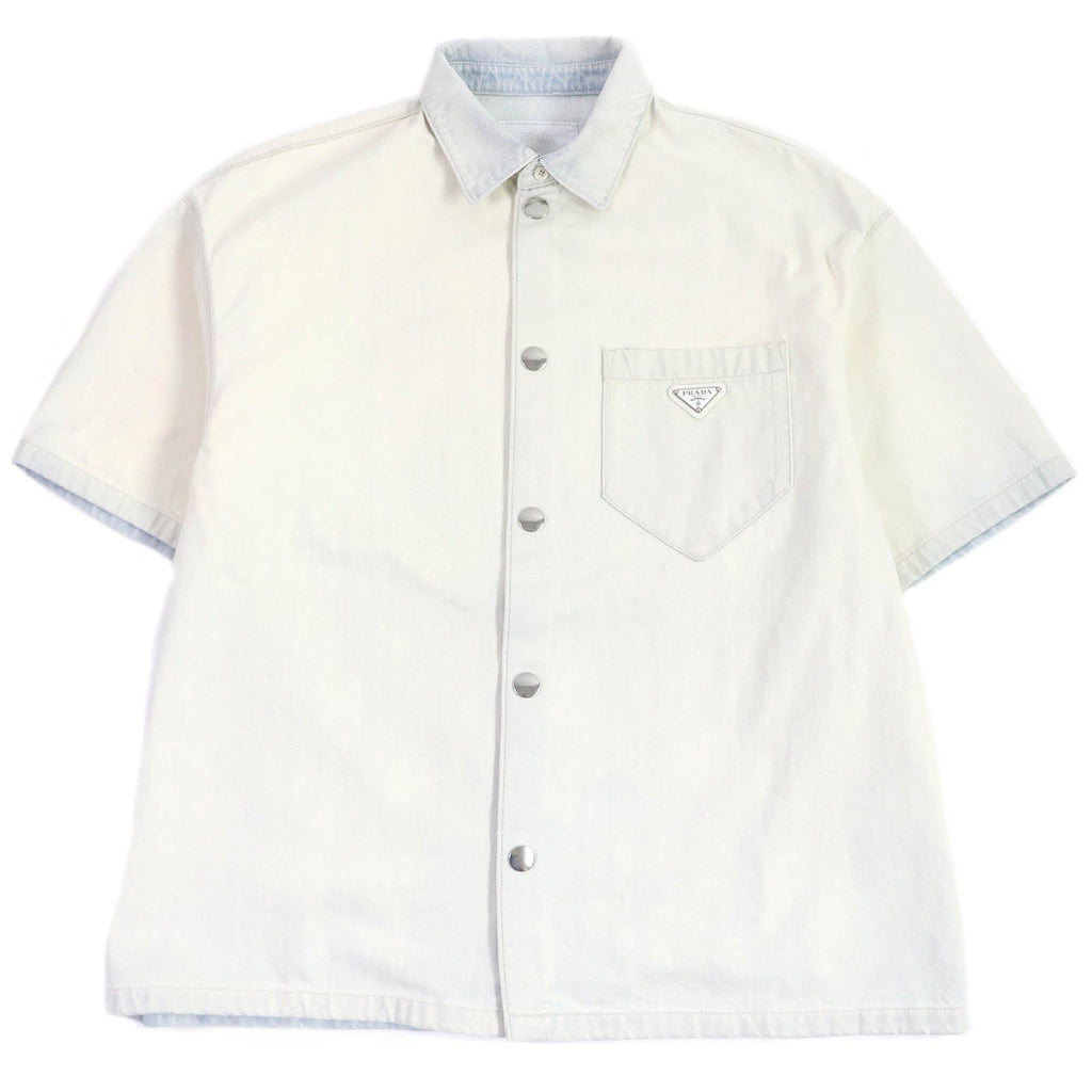PRADA Denim Jacket GEC067 Main: 100% cotton leather, part: calf leather White type mens XXL Used