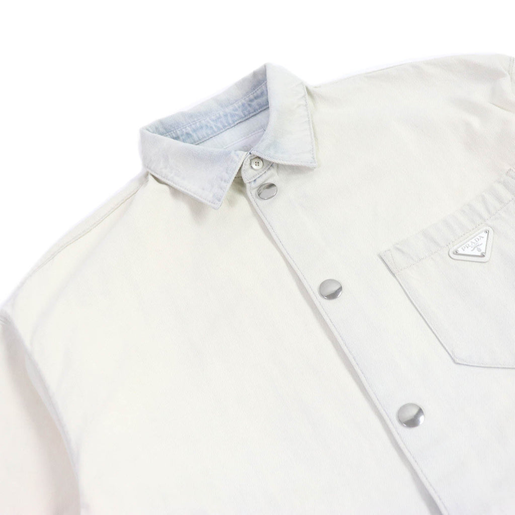 PRADA Denim Jacket GEC067 Main: 100% cotton leather, part: calf leather White type mens XXL Used