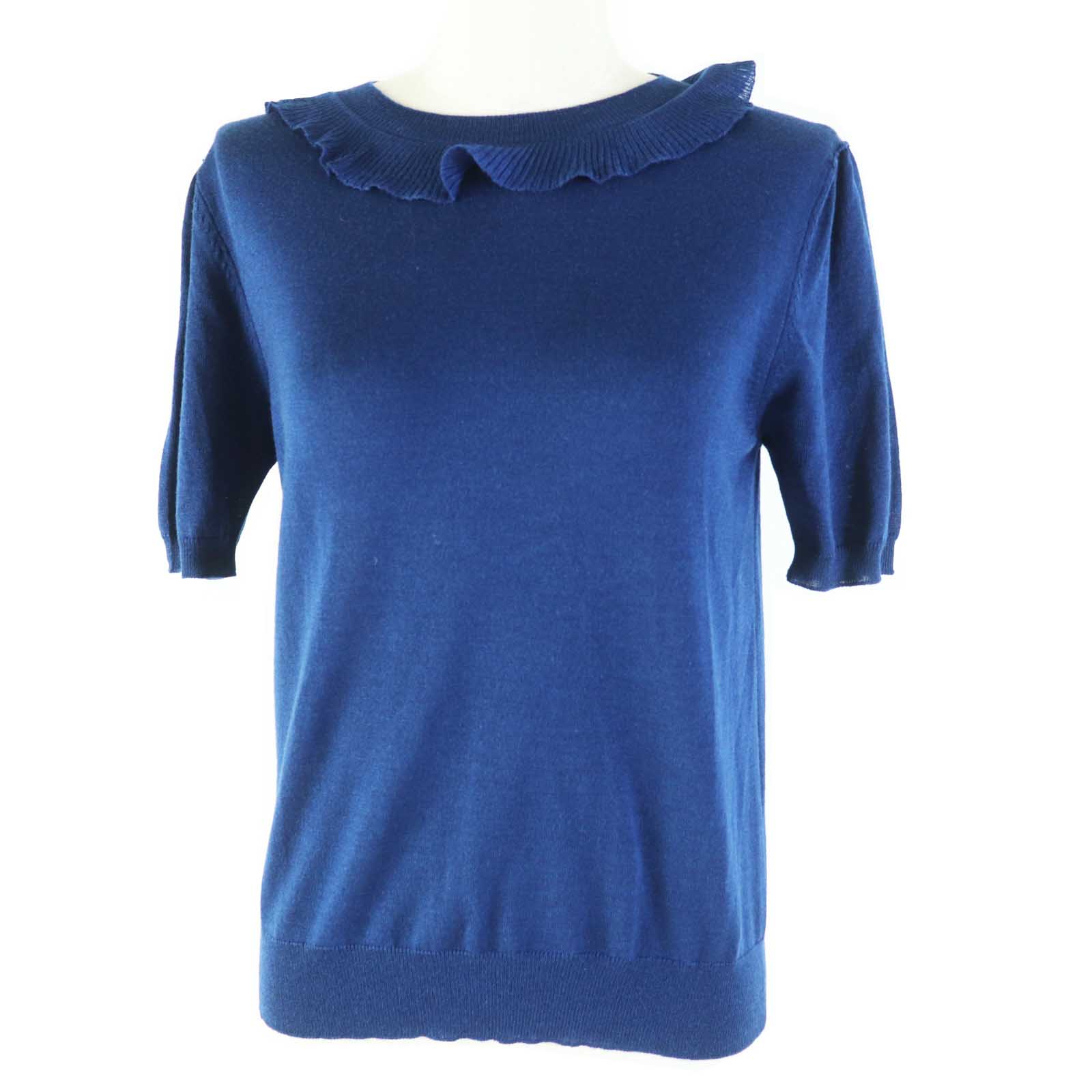 PRADA Short sleeve knit P24I0F wool blue 40