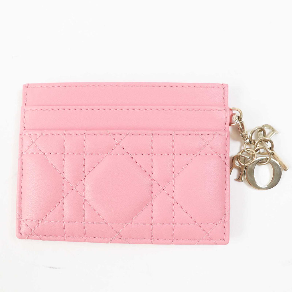 Christian Dior Card Case S09740NMJ leather pink Lady Dior Freesia