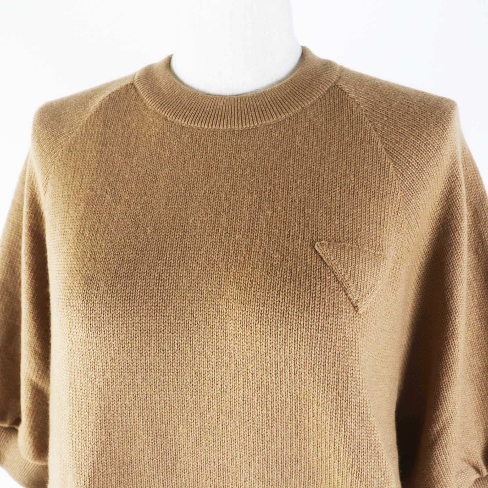 PRADA Short sleeve knit P24Z0L cashmere Brown 36