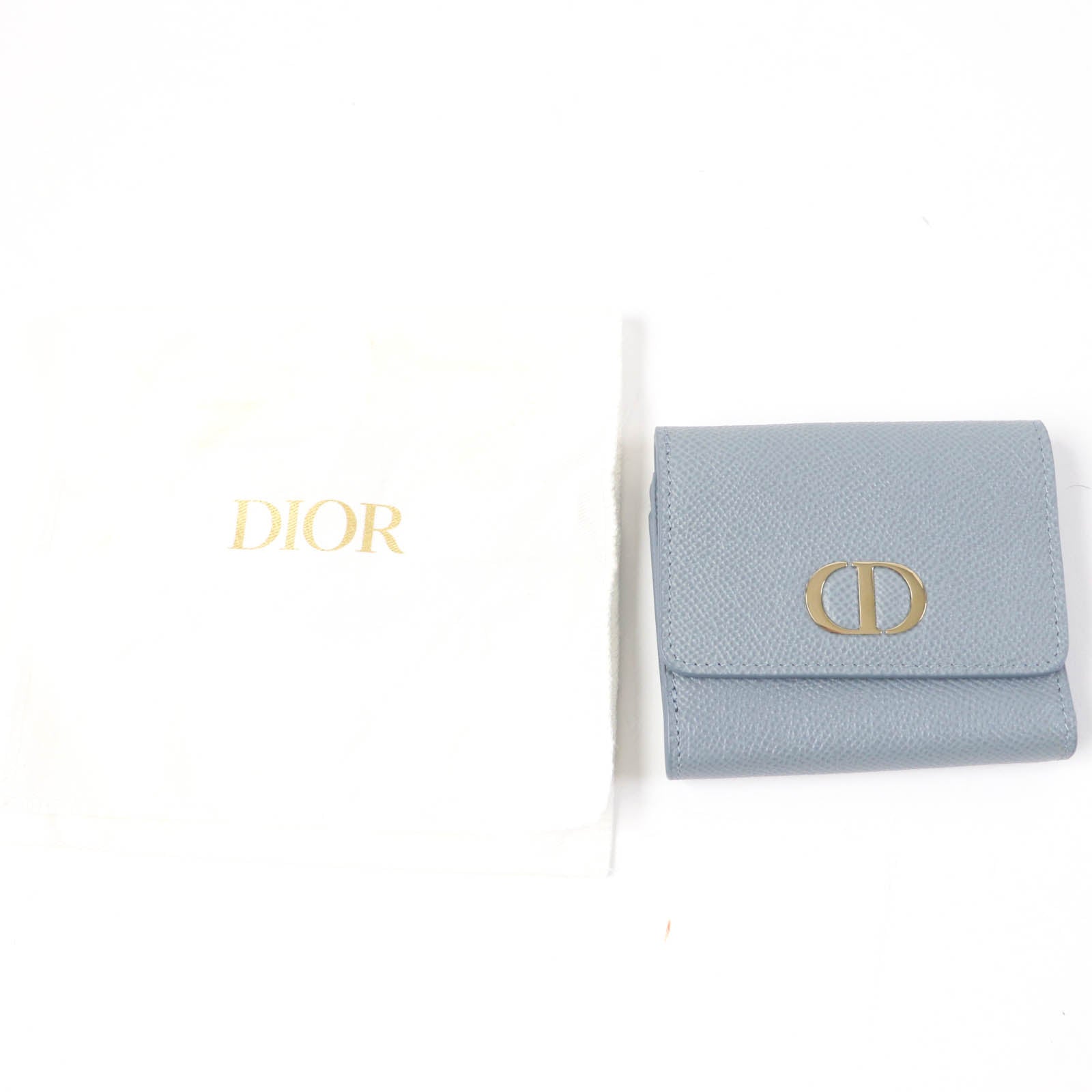 Christian Dior Tri-fold wallet Grain Calfskin Leather Cloud blue 30 Montagne Lotus Wallet