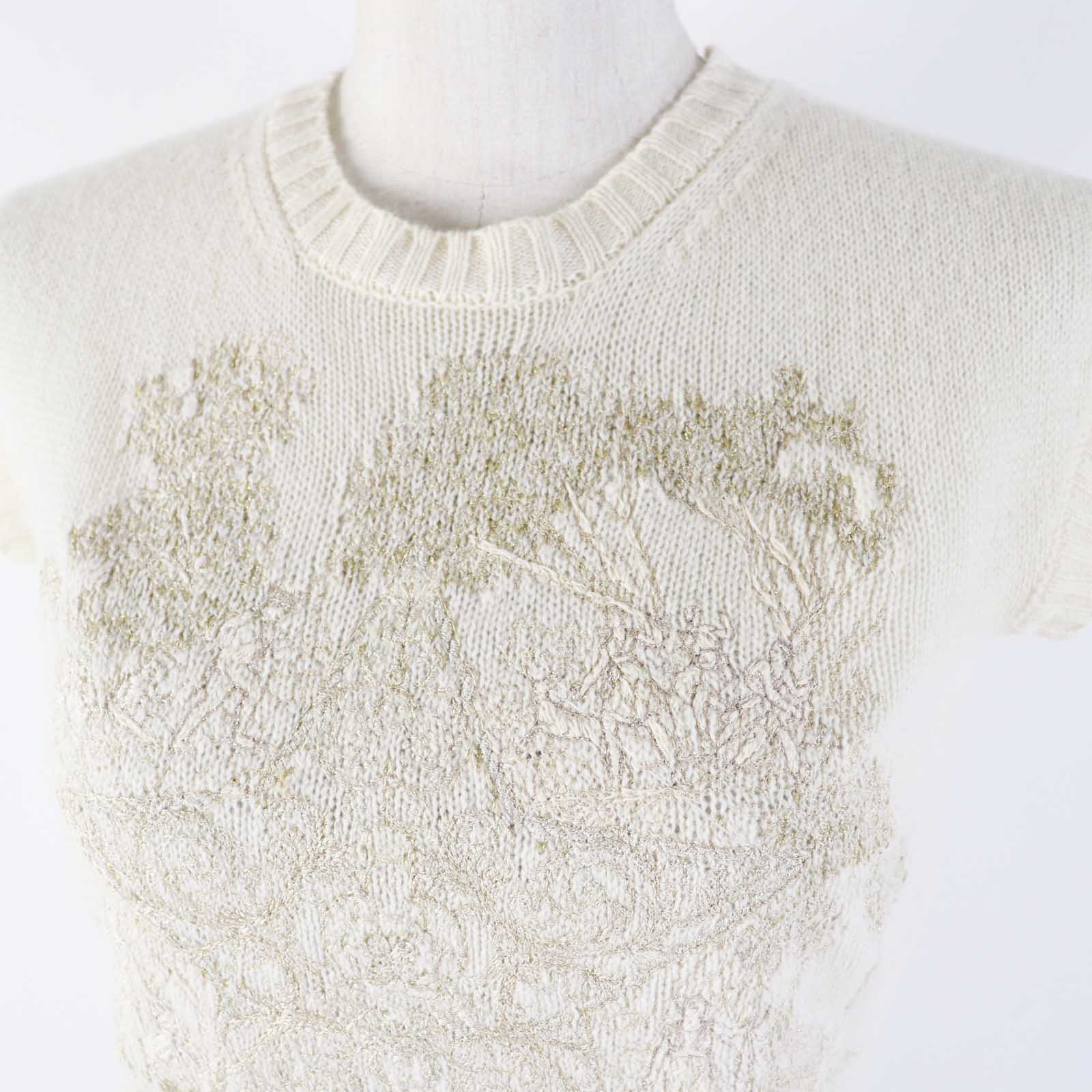 Christian Dior knit 214S12AM001 cashmere Ivory Gold 38
