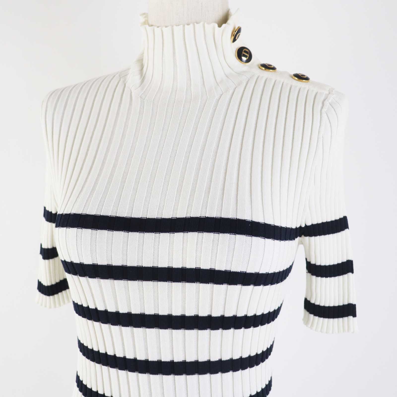 Christian Dior Short sleeve knit 114S48AM725 cotton White black 38