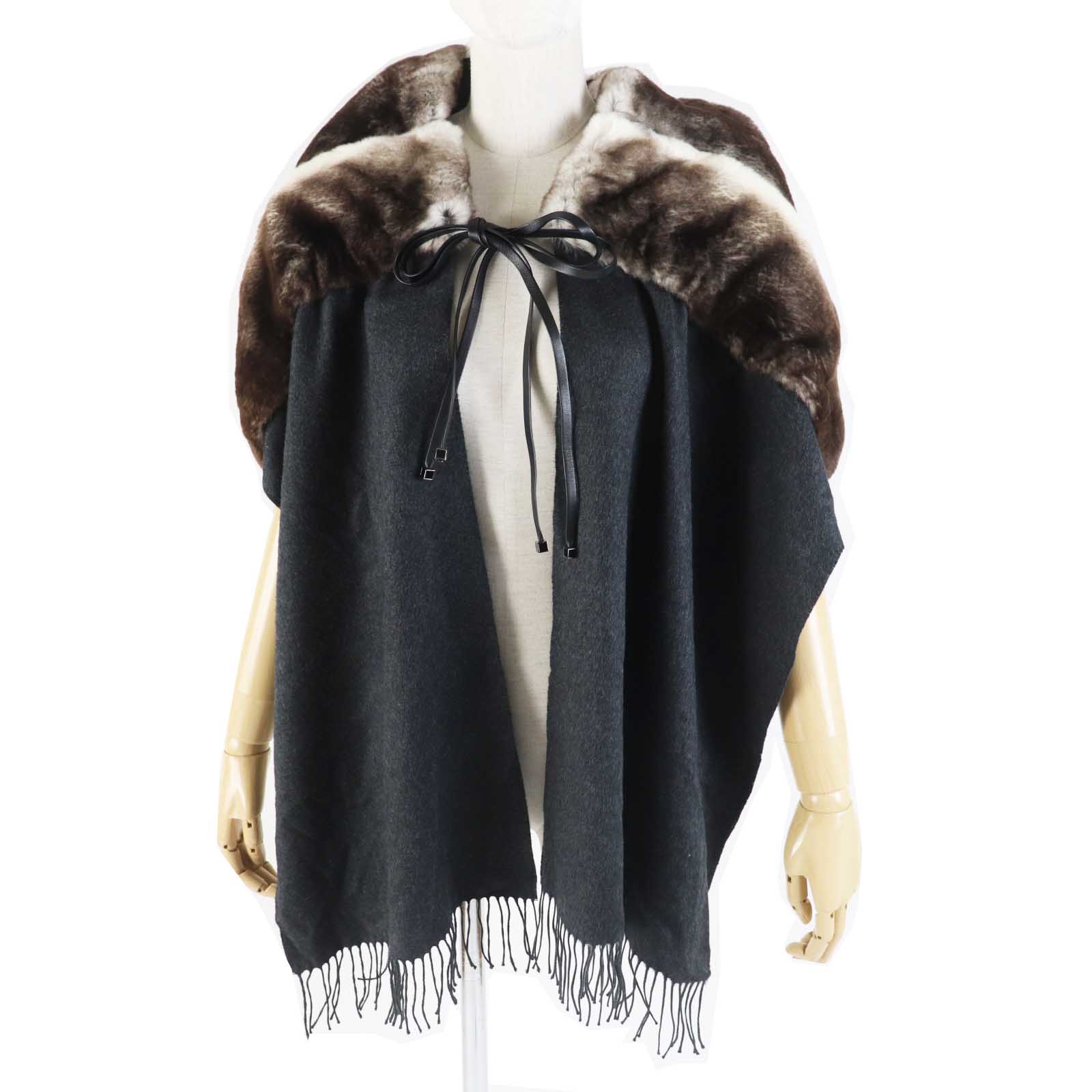 FENDI Scarf FVG480 origura Brown gray
