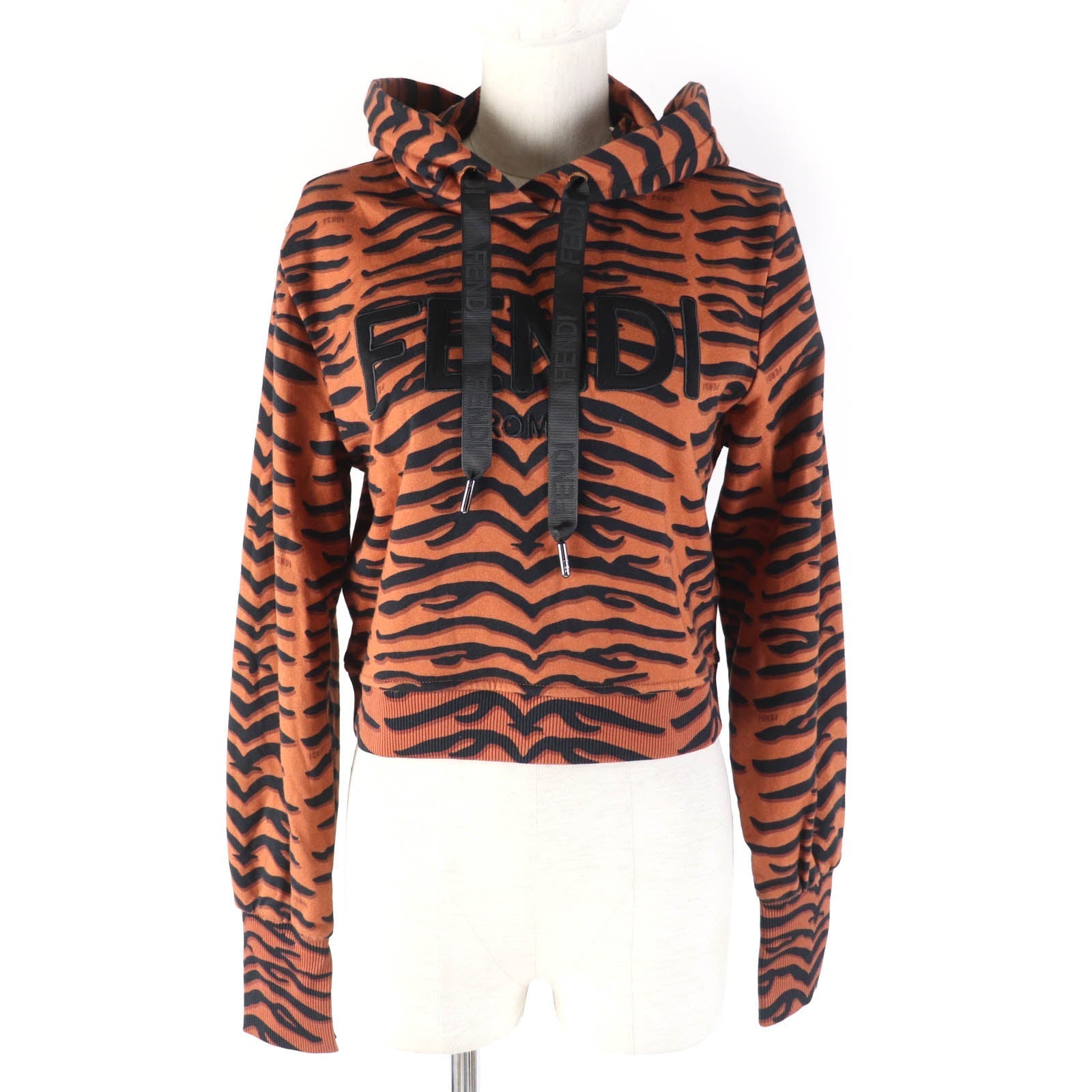 FENDI Hoodie FS7516 cotton Brown black XS