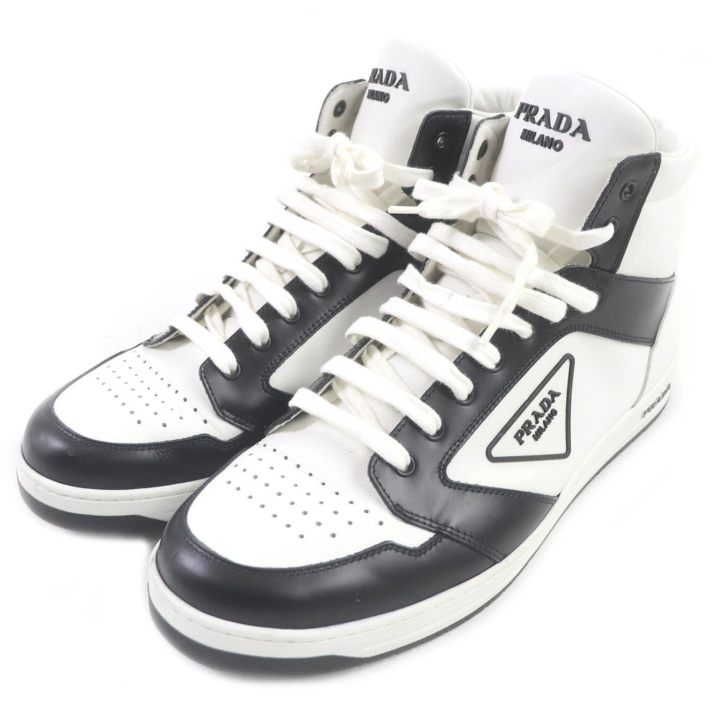 PRADA High cut sneakers 2TE182 leather White black 10