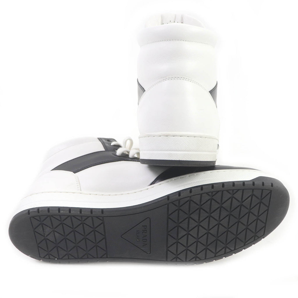 PRADA High cut sneakers 2TE182 leather White black 10