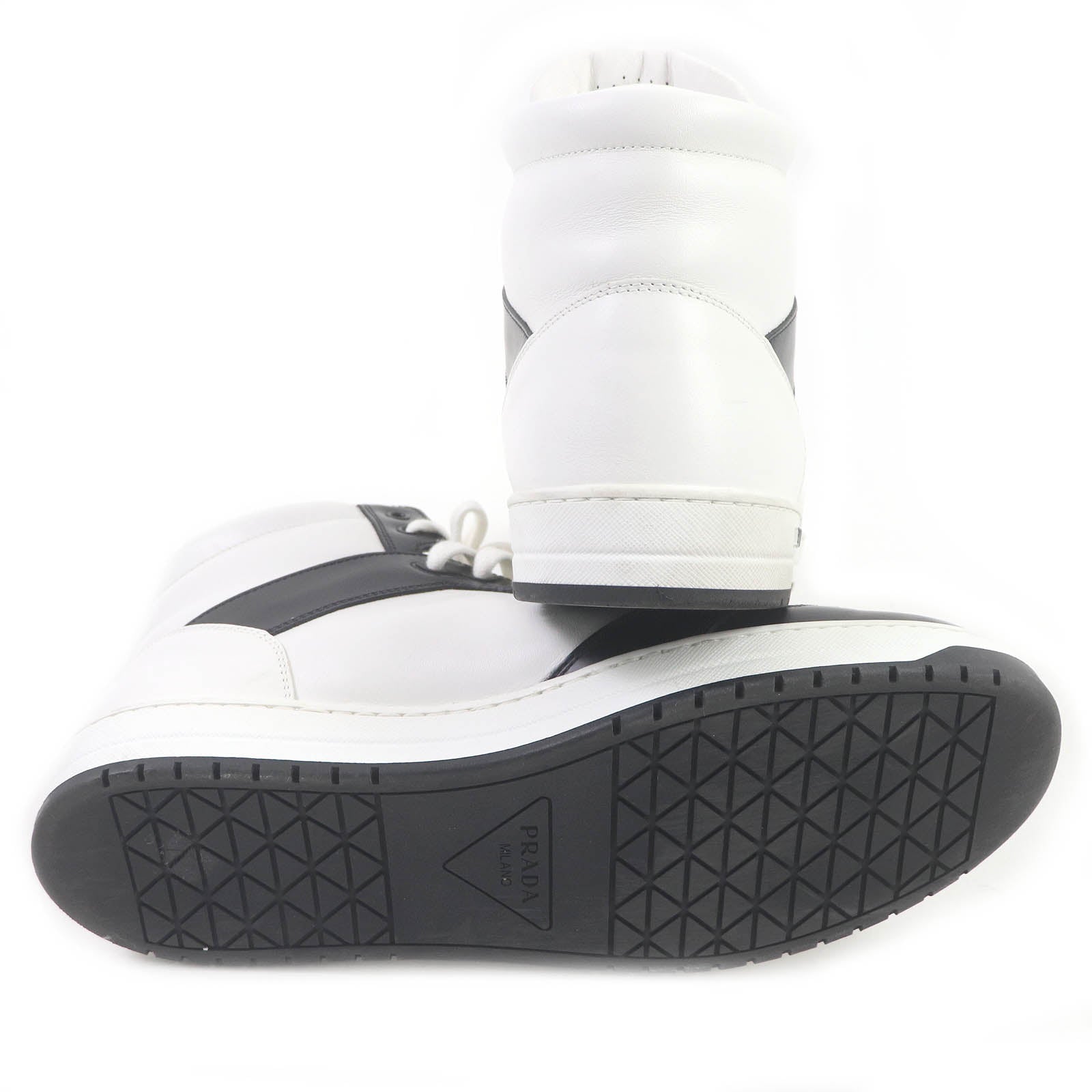 PRADA High cut sneakers 2TE182 leather White black 10