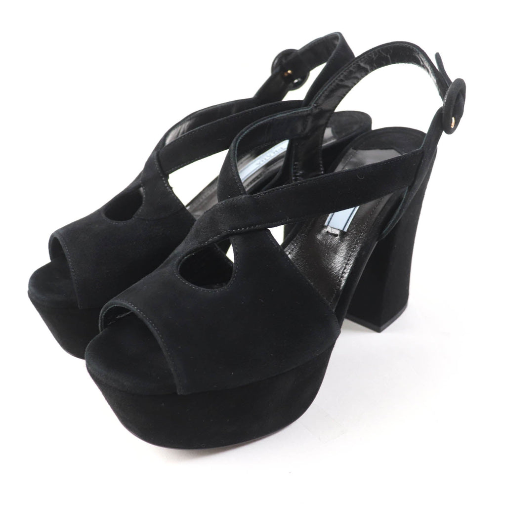 PRADA Sandals Suede leather black 36