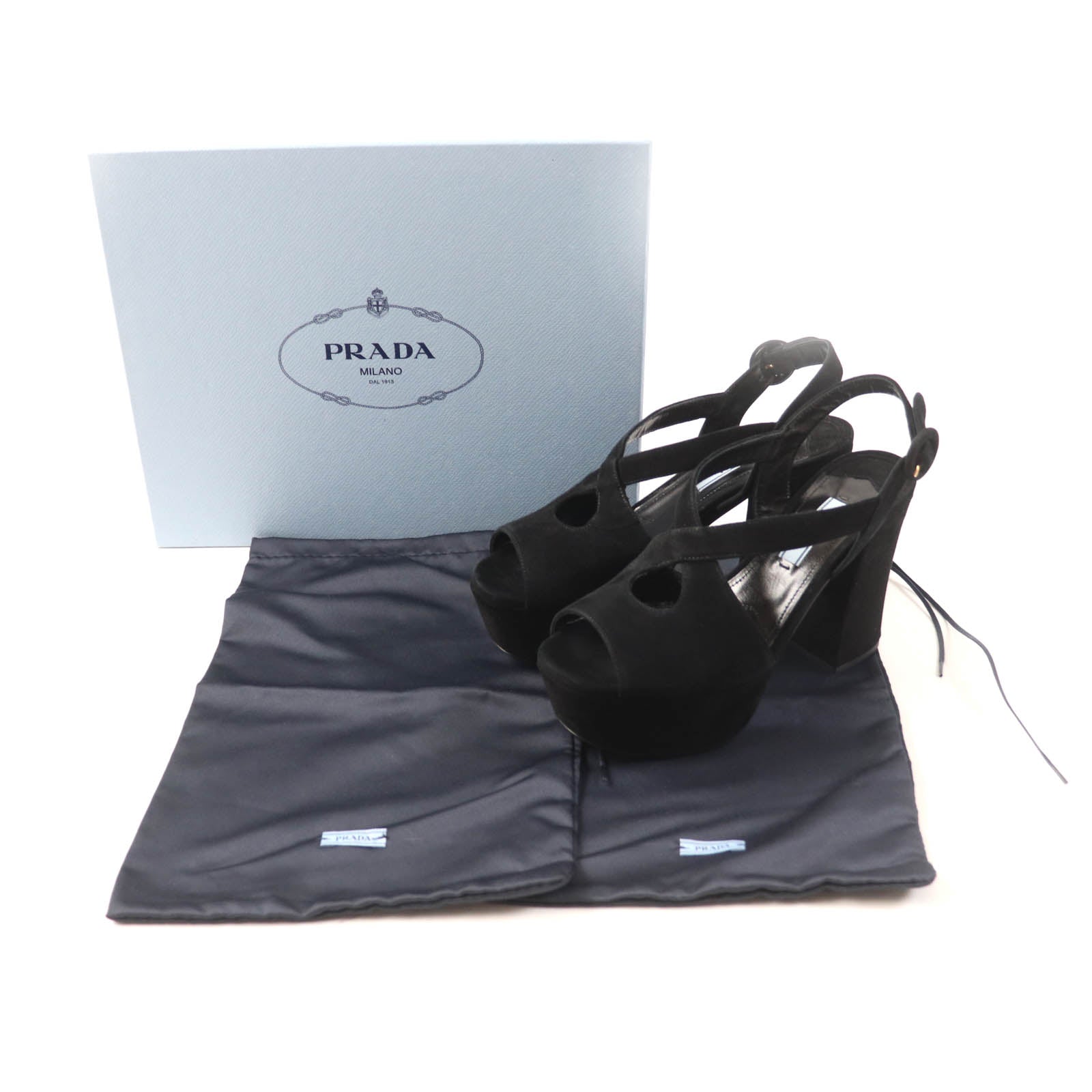 PRADA Sandals Suede leather black 36