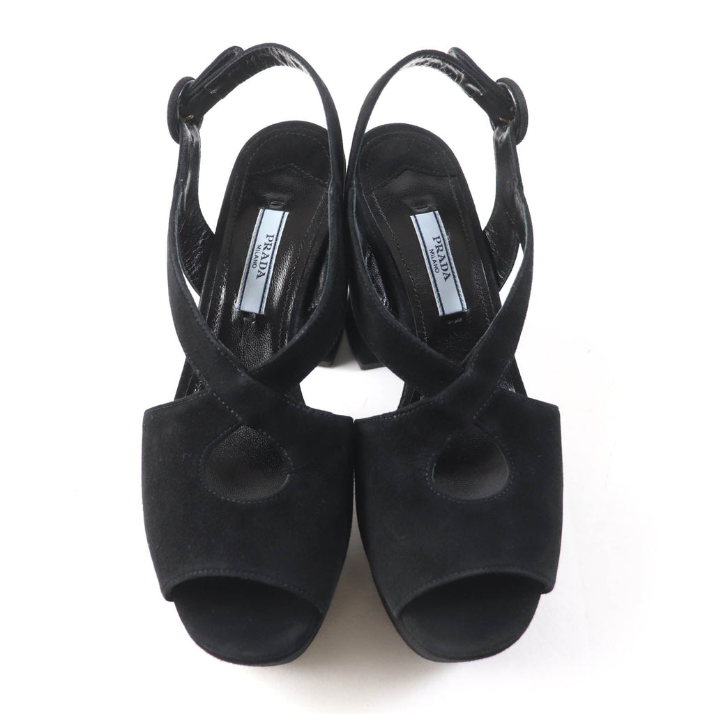 PRADA Sandals Suede leather black 36
