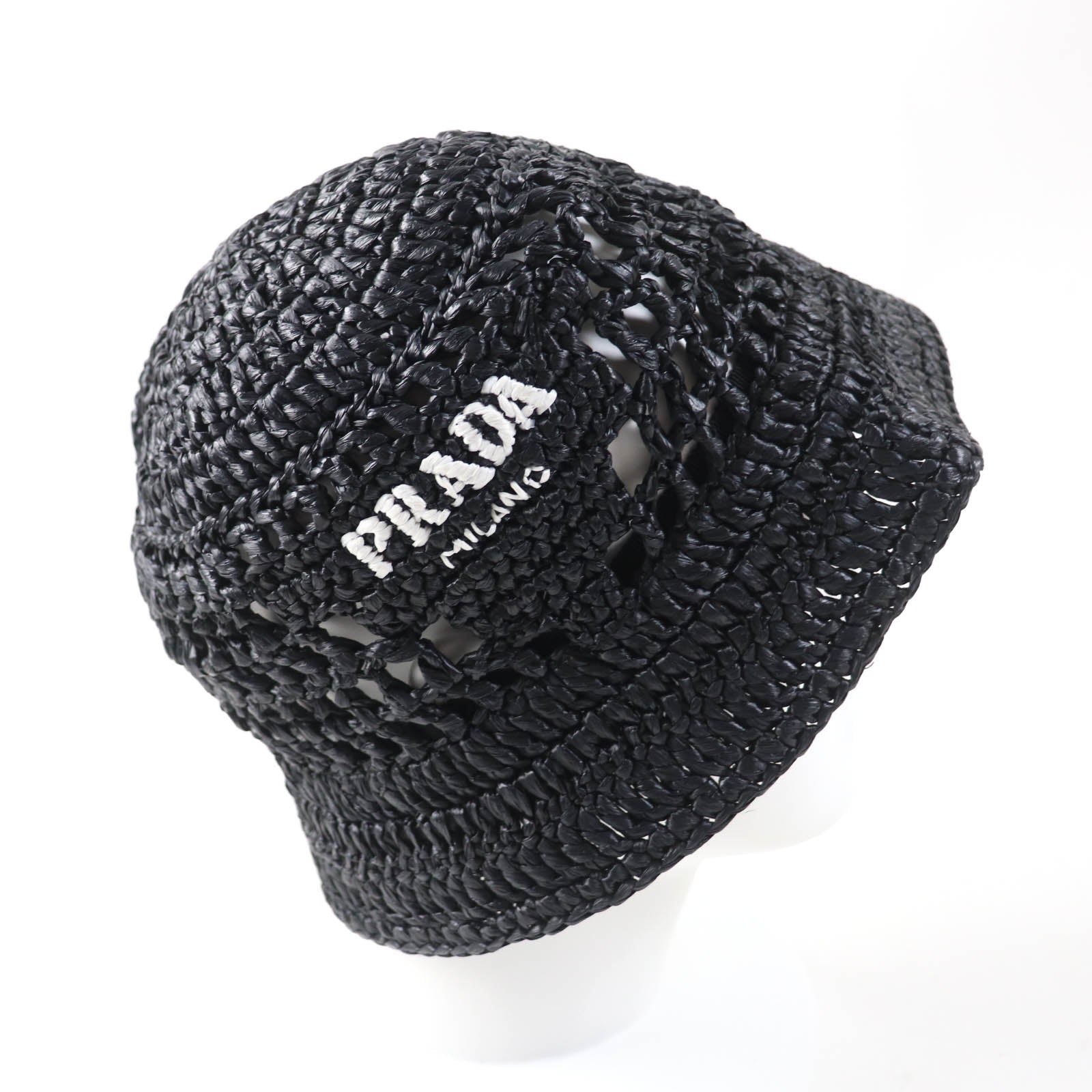 PRADA hat 1HC137 2A2T Viscose (rayon) black Crochet Bucket Hat M