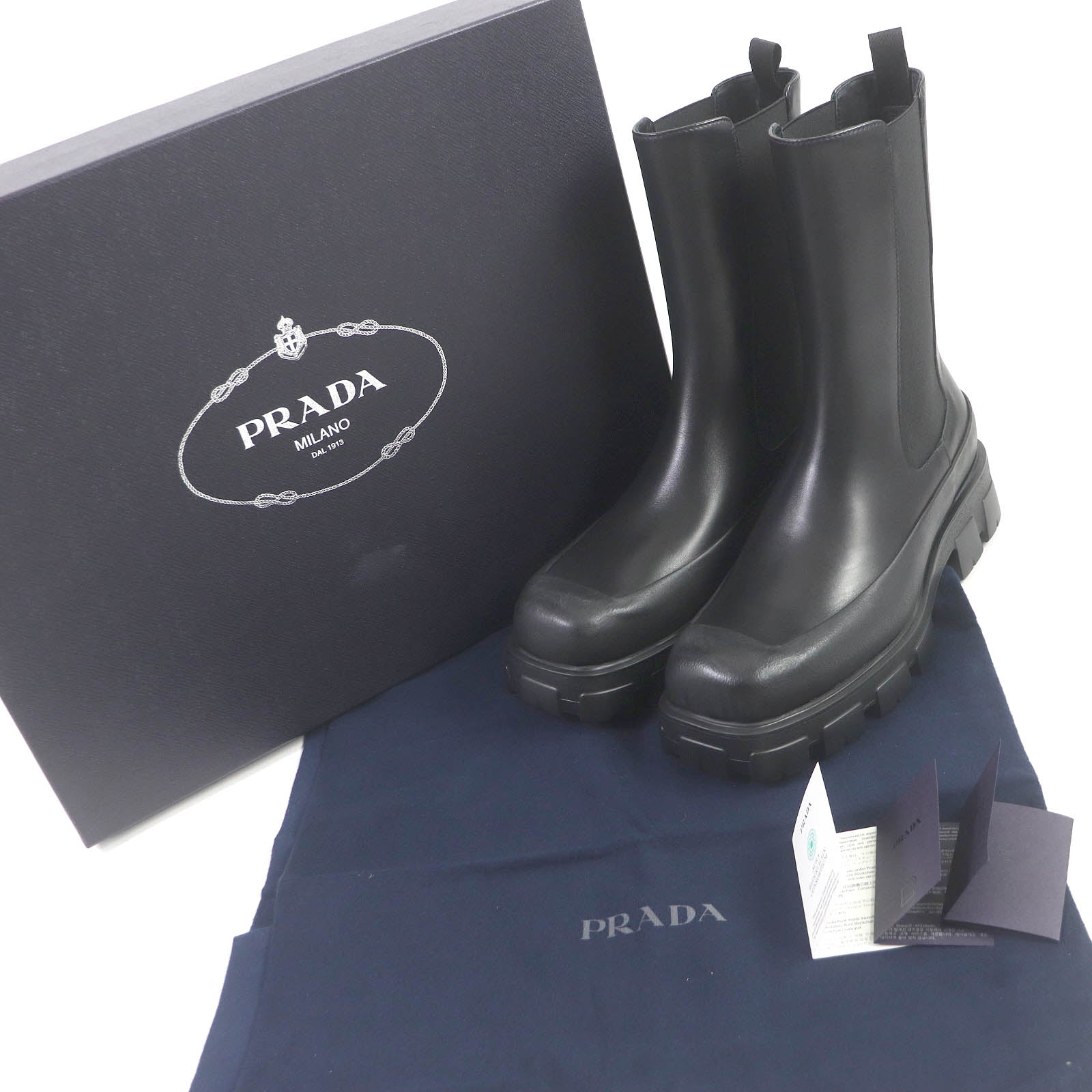 PRADA boots 2UG007 leather black monolith 10