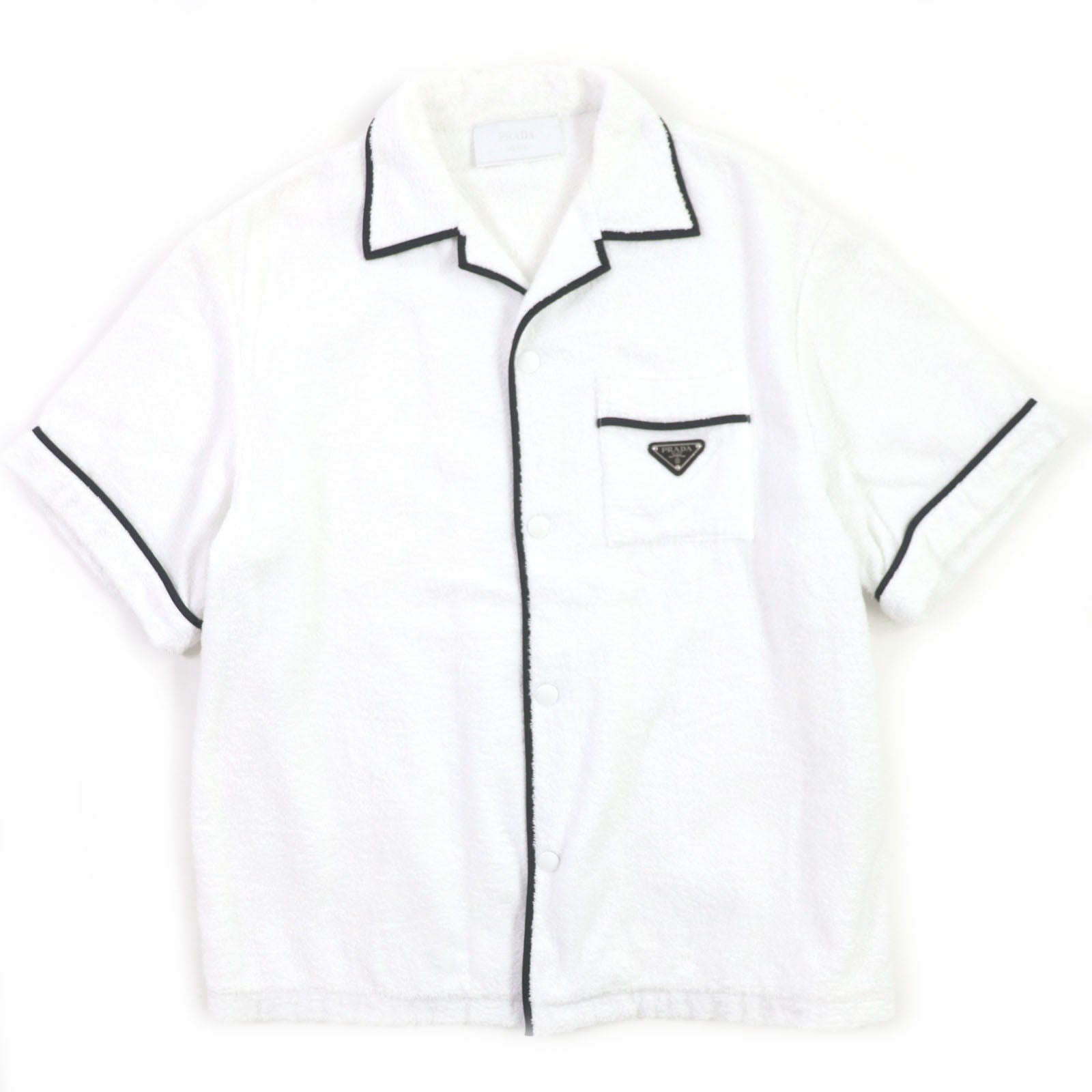 PRADA Short sleeve shirt SC559 cotton White black XL