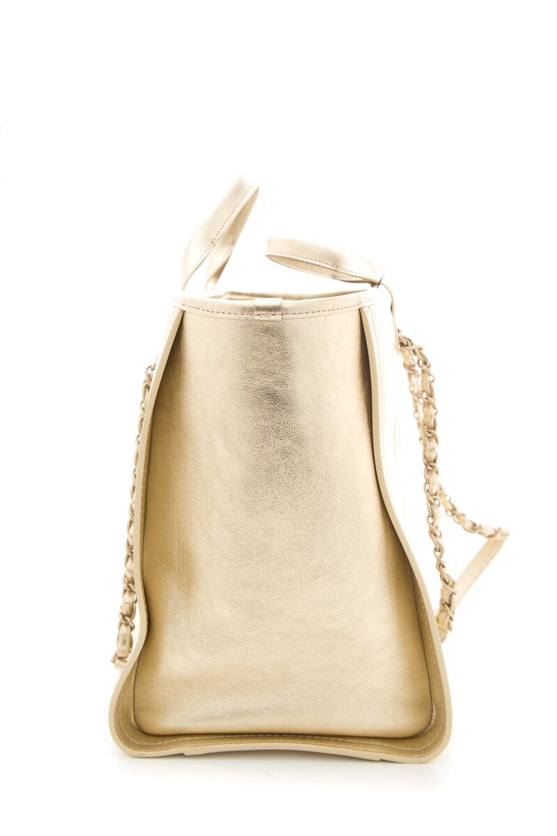 Chanel Gold Handbag Large Deauville Tote NWT