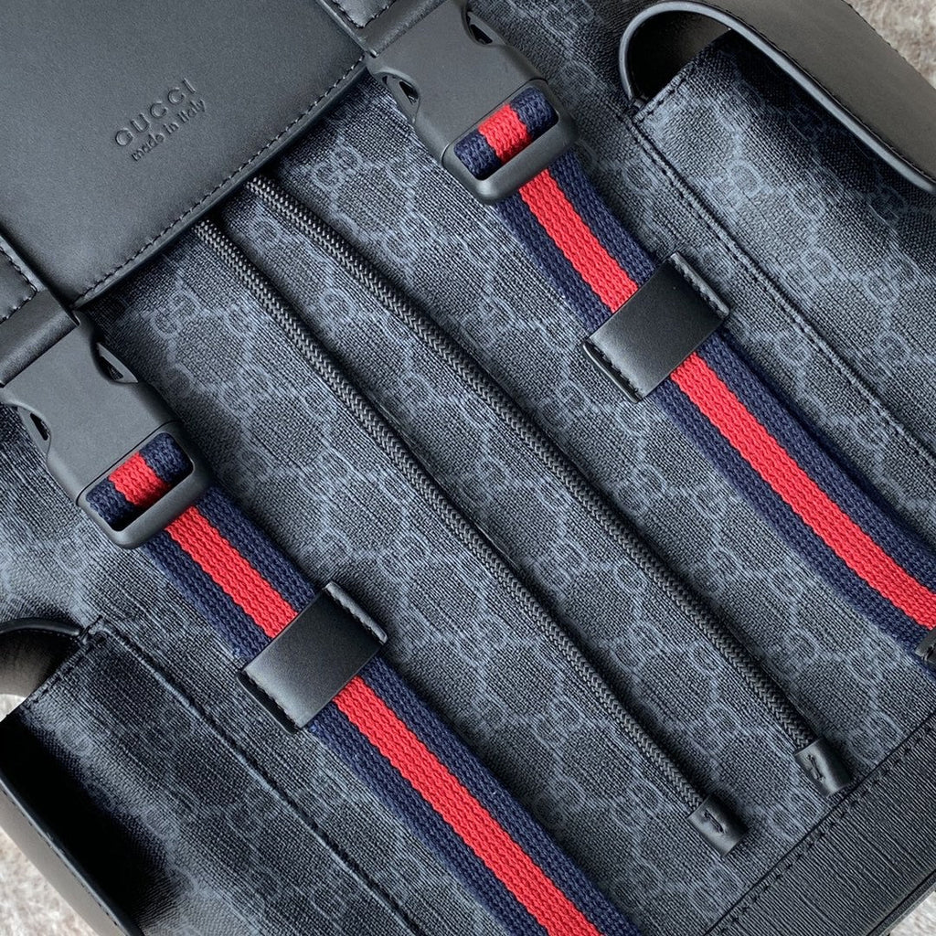 gg Black Backpack Black/Grey Soft gg Supreme Blue And Red Web For Men 16.5in/42cm 495563 K9R8X 1071