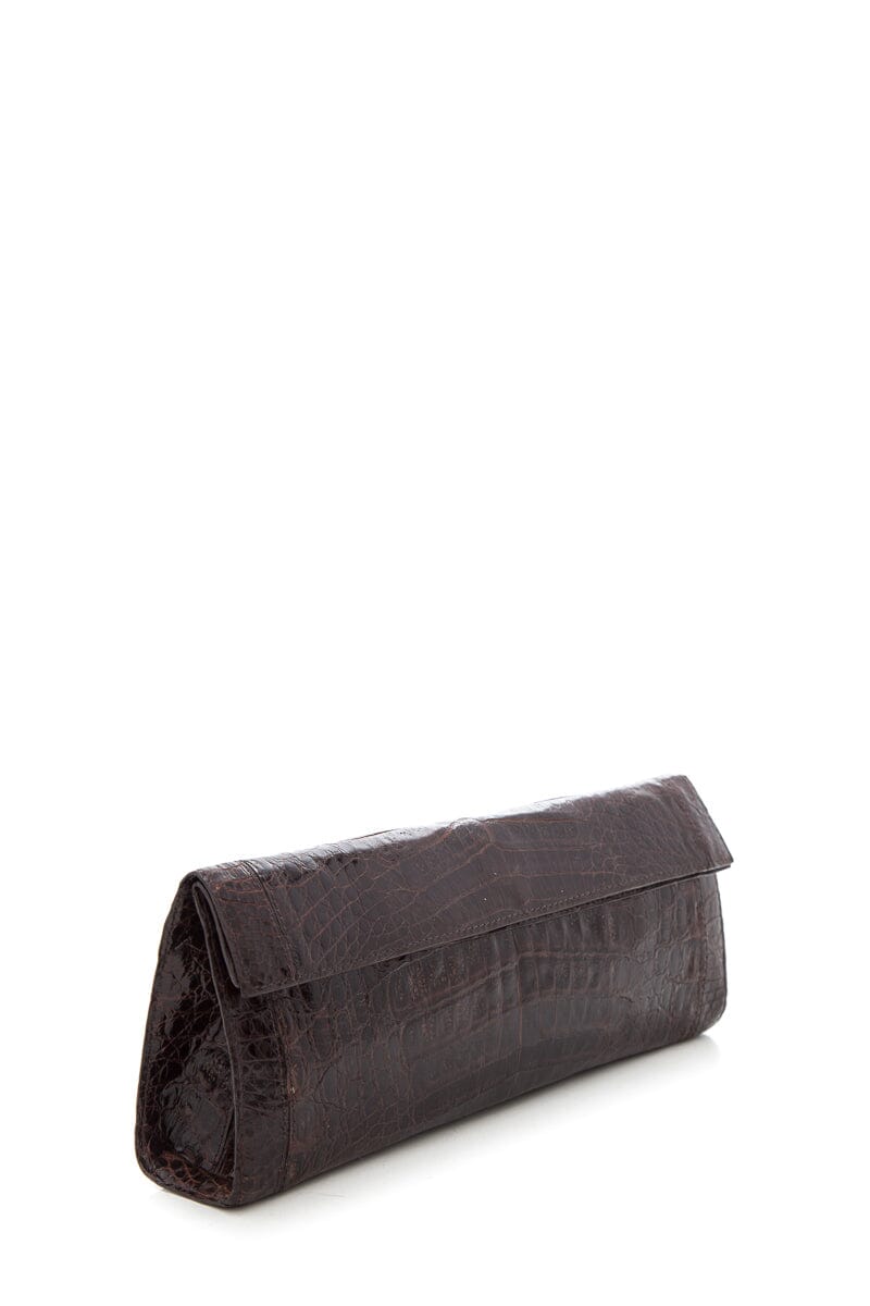 Nancy Gonzalez Brown Croc Clutch