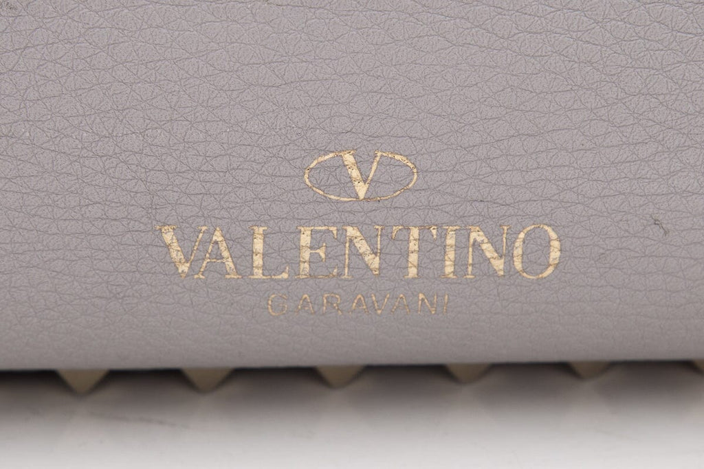 Valentino Grey Leather Rockstud Medium Tote